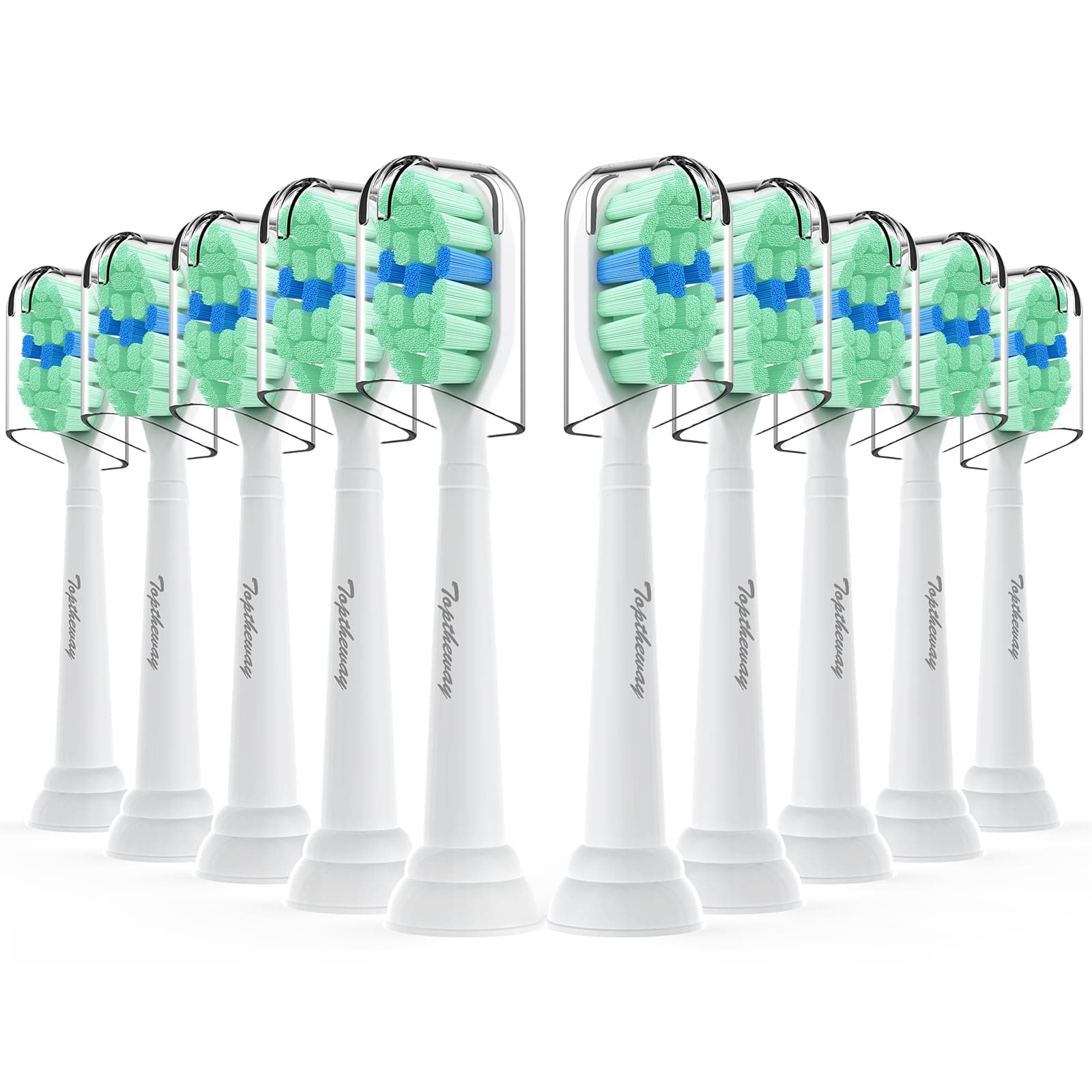 Toothbrush Replacement Heads Compatible with Philips Sonicare ProtectiveClean DiamondClean C2 G2 W 4100 5100 HX9023 Plaque Control, 10 Pack