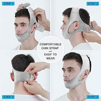 Vosaro Chin Straps for Snoring, Anti Snoring Chin Strap Devices, Jaw Strap for Sleeping with Men Women Closer, Soft Adjustable and Breathable for User Keep Closed While Sleeping for Snorers, Grey