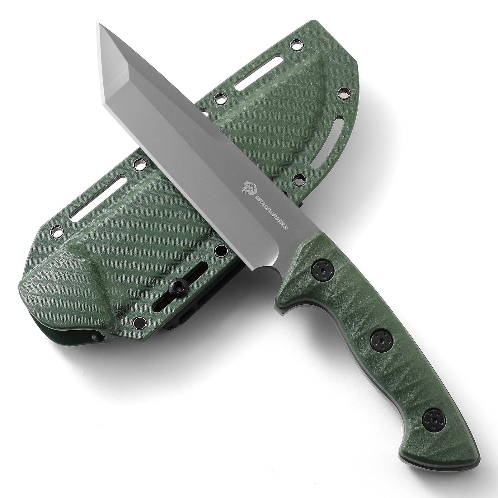 DRACHENADER Tanto Knife Fixed Blade with Sheath Tactical Fixed Blade Knife, Sharp Fulltang Outdoor Survival, Versatile for Horizontal, Scout Carry and Vertical Carry