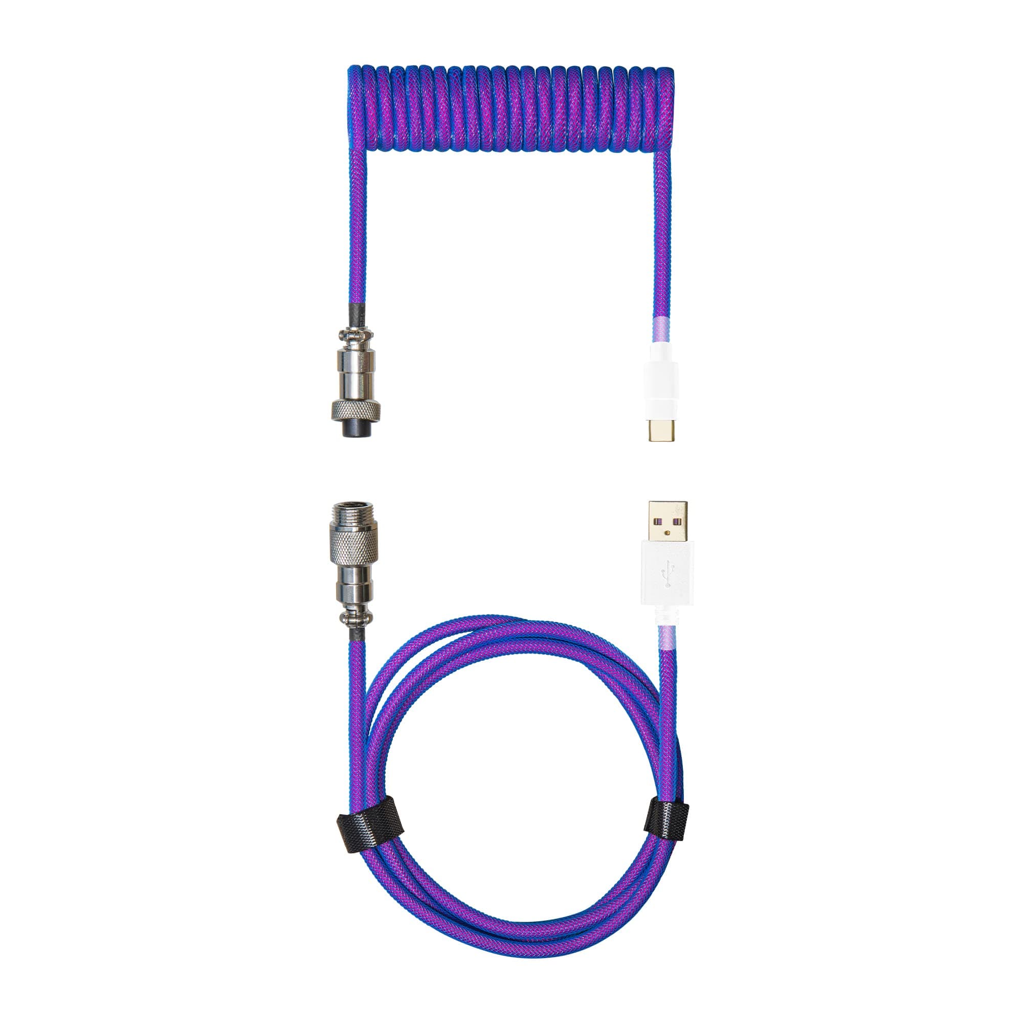 Cooler Master Coiled Cable Thunderstorm Blue-Purple with Detachable Metal Aviator Connector, Flexible Reinforced-Braided Nylon Cable, USB-A to USB Type-C Keyboards (KB-CLZ1)
