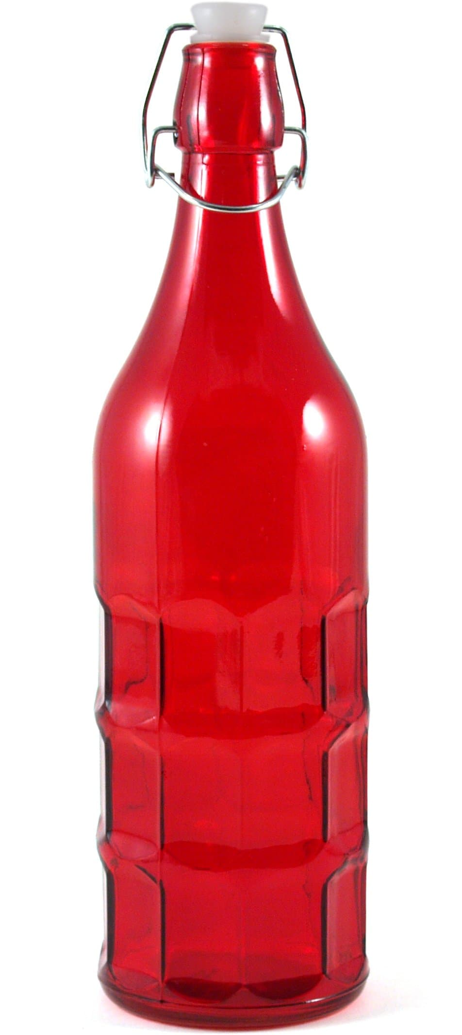 Complete Kitchen Red Glass Dimple Bottle Bail