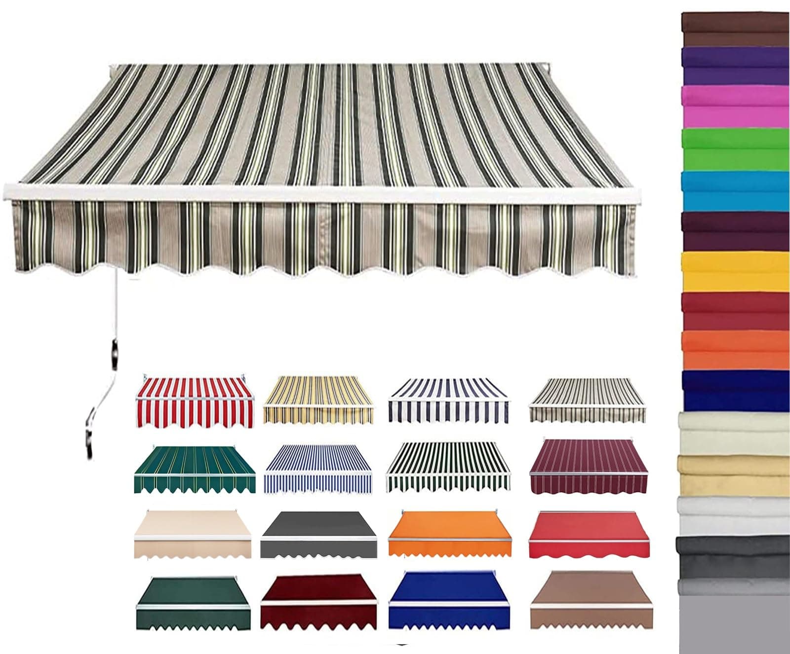 Retractable Patio Awning Replacement Fabric (Without Frame) Waterproof Shade Sun Shade Awning Cover Outdoor Patio Canopy Sunsetter Deck Awnings Polyester(E,(18x12ft) 5.5x3.65m)