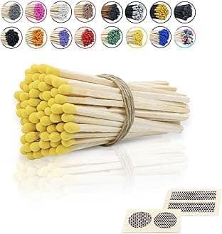 4" Inch Long Wooden Refill Matchsticks with Strike Stickers - Safety Matches Wholesale Bulk Loose by Chandler Studio (50 Pieces, Yellow)