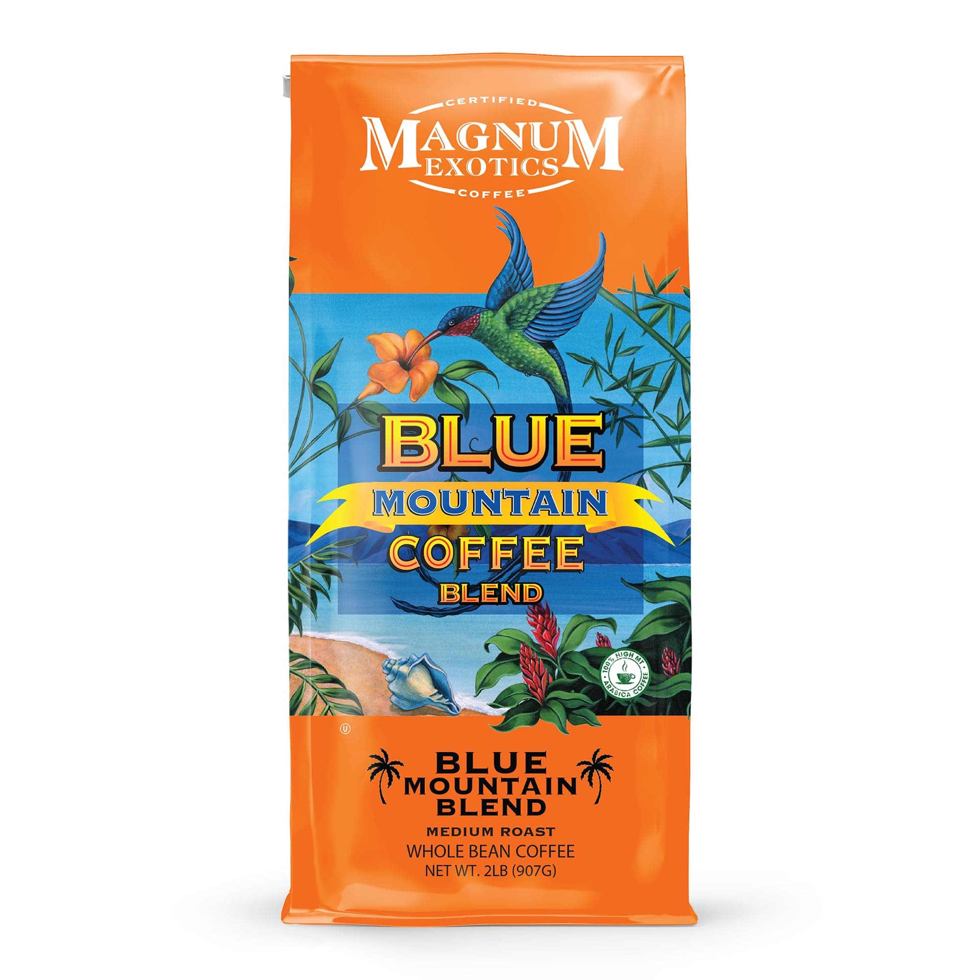 Coffee, Blue Mountain Blend - Whole Bean Coffee, Medium-Light Roast, Made from 100% Arabica Beans, Rich & Smooth Flavor, Fresh Roast - Blue Mountain Blend, 2 Lb (Pack of 1)