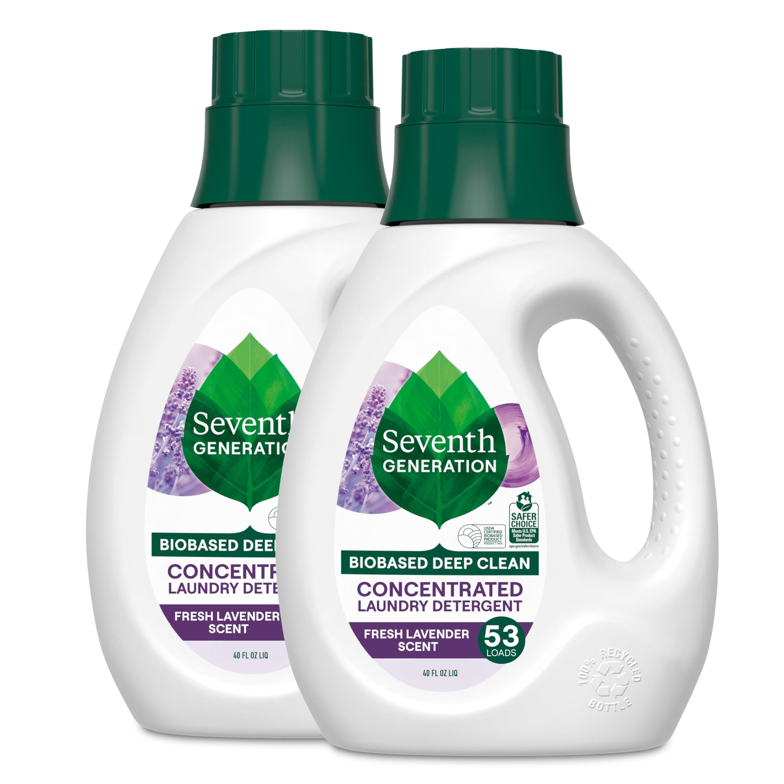 Concentrated Laundry Detergent, Fresh Lavender scent, 40 oz, Pack of 2 (106 Loads)
