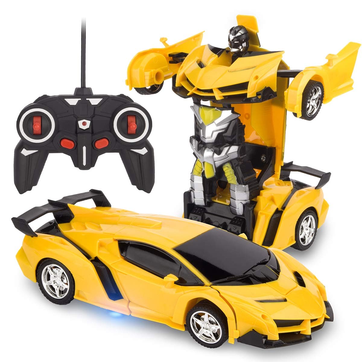 Remote Control Transform Car Rc Robot Rechargeable 360°Rotating Stunt 1:18 Deformation Racing Car Toy with Cool Sound Light One Button Deformation into Robot