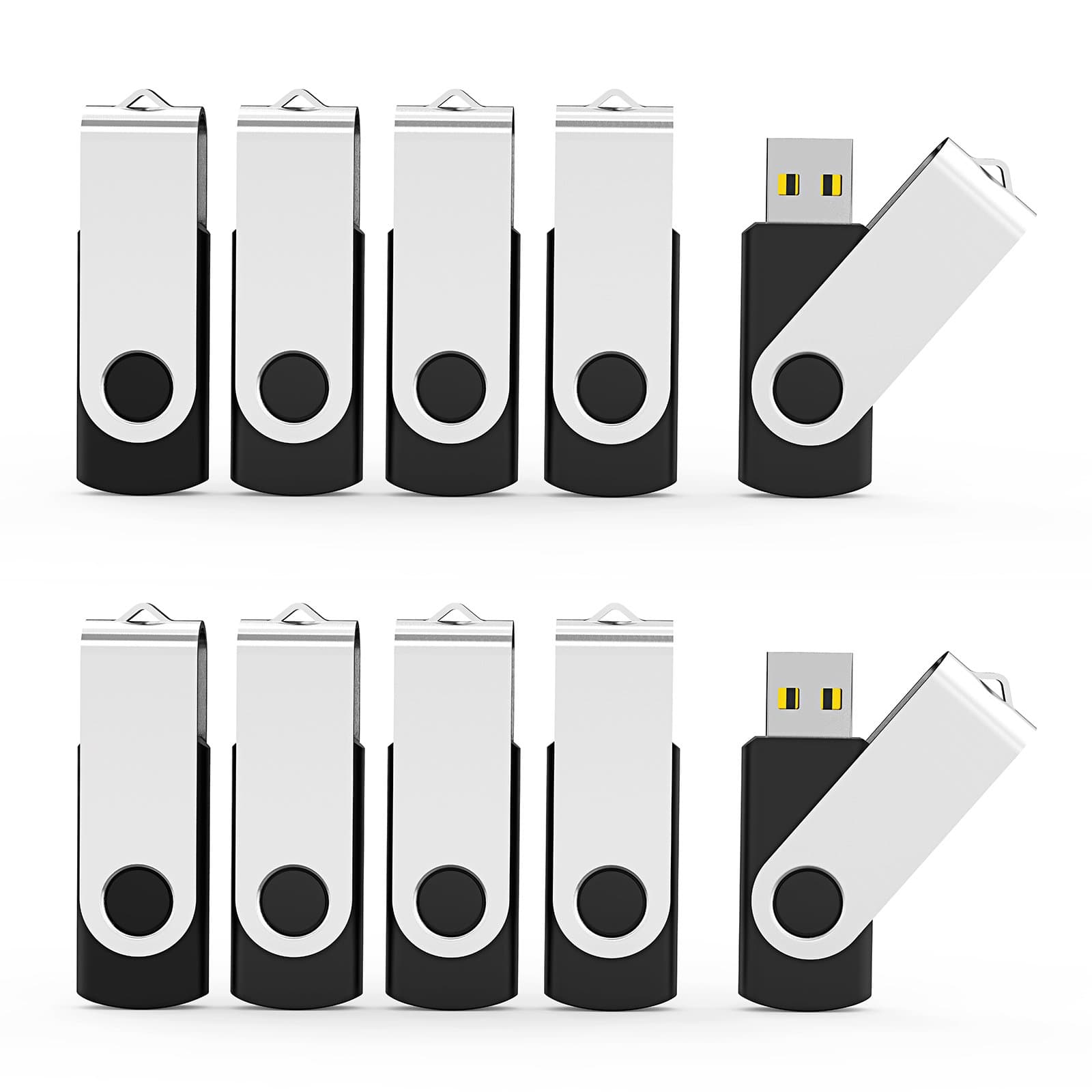 10 Pack 8GB USB Flash Drive Flash Drives USB 2.0 Thumb Drive Memory Stick Zip Drives Bulk (8GB, 10 Pack, Black)