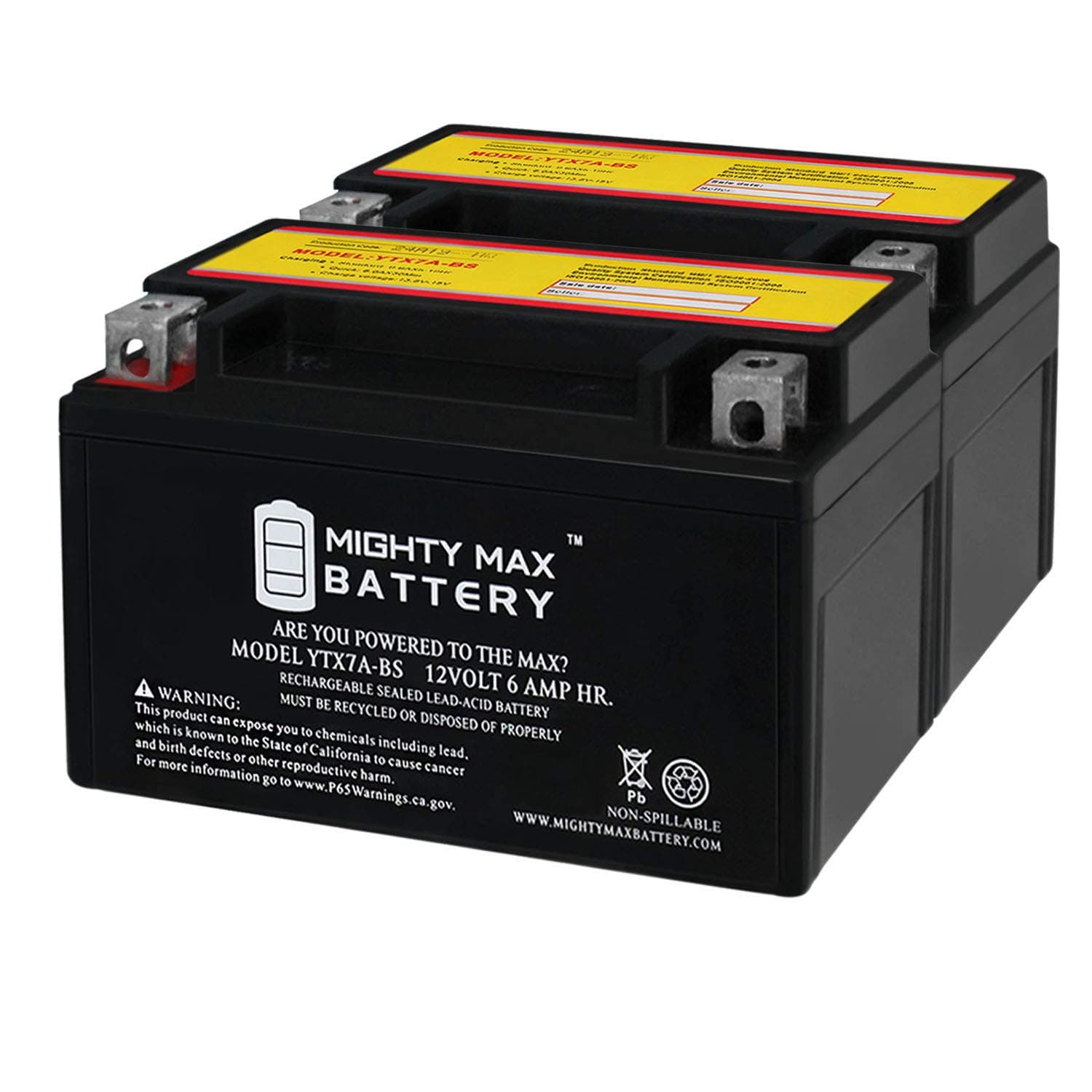 YTX7A-BS Replacement Battery for Duralast Gold GSX7A - 2 Pack