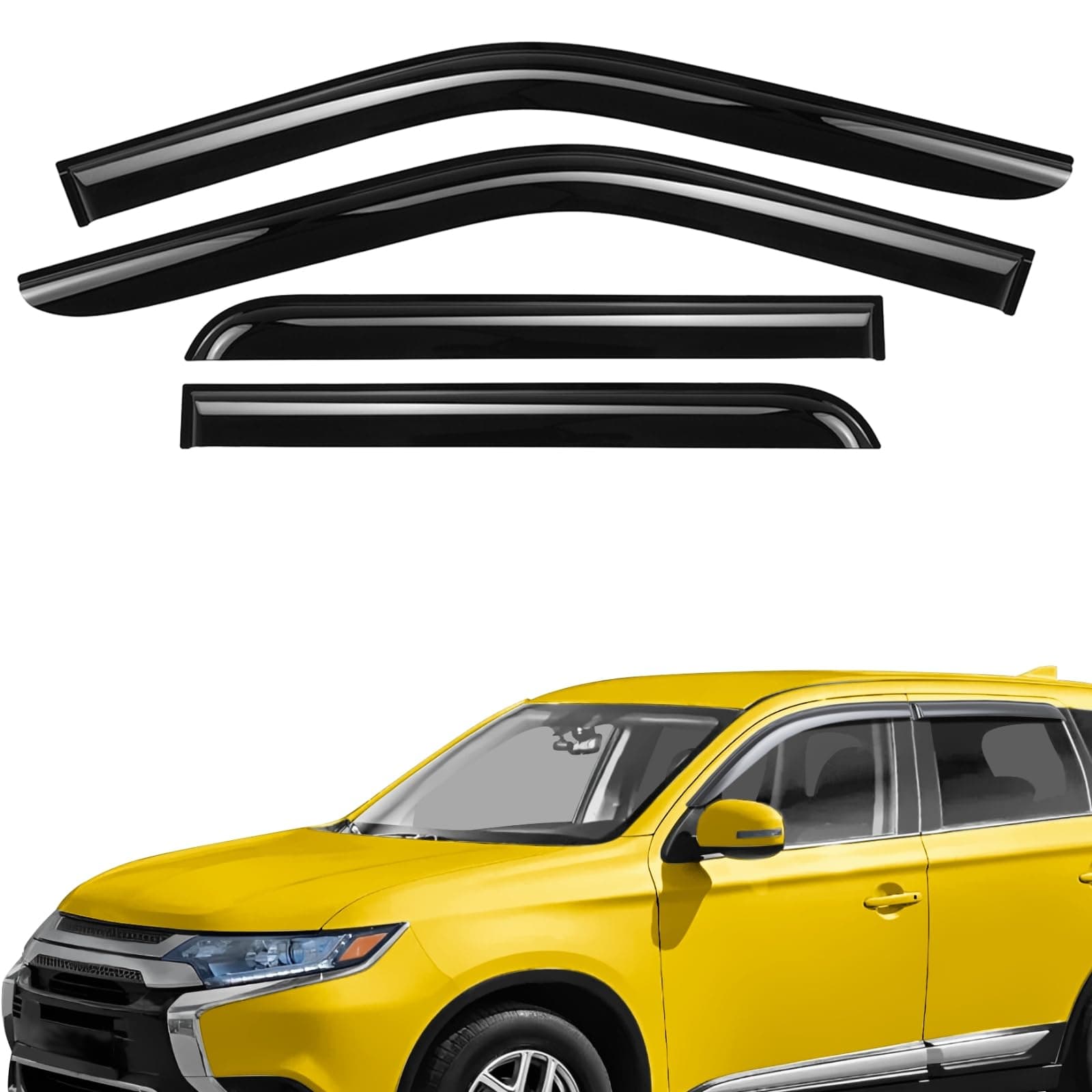 Extra Durable Window Deflectors Tape-On Window Visors Rain Guards Fit for Mitsubishi Outlander 2014-2021, Sun Visors, Wind Vent for Shades, Exterior Car Accessories - 4pcs. AG0095