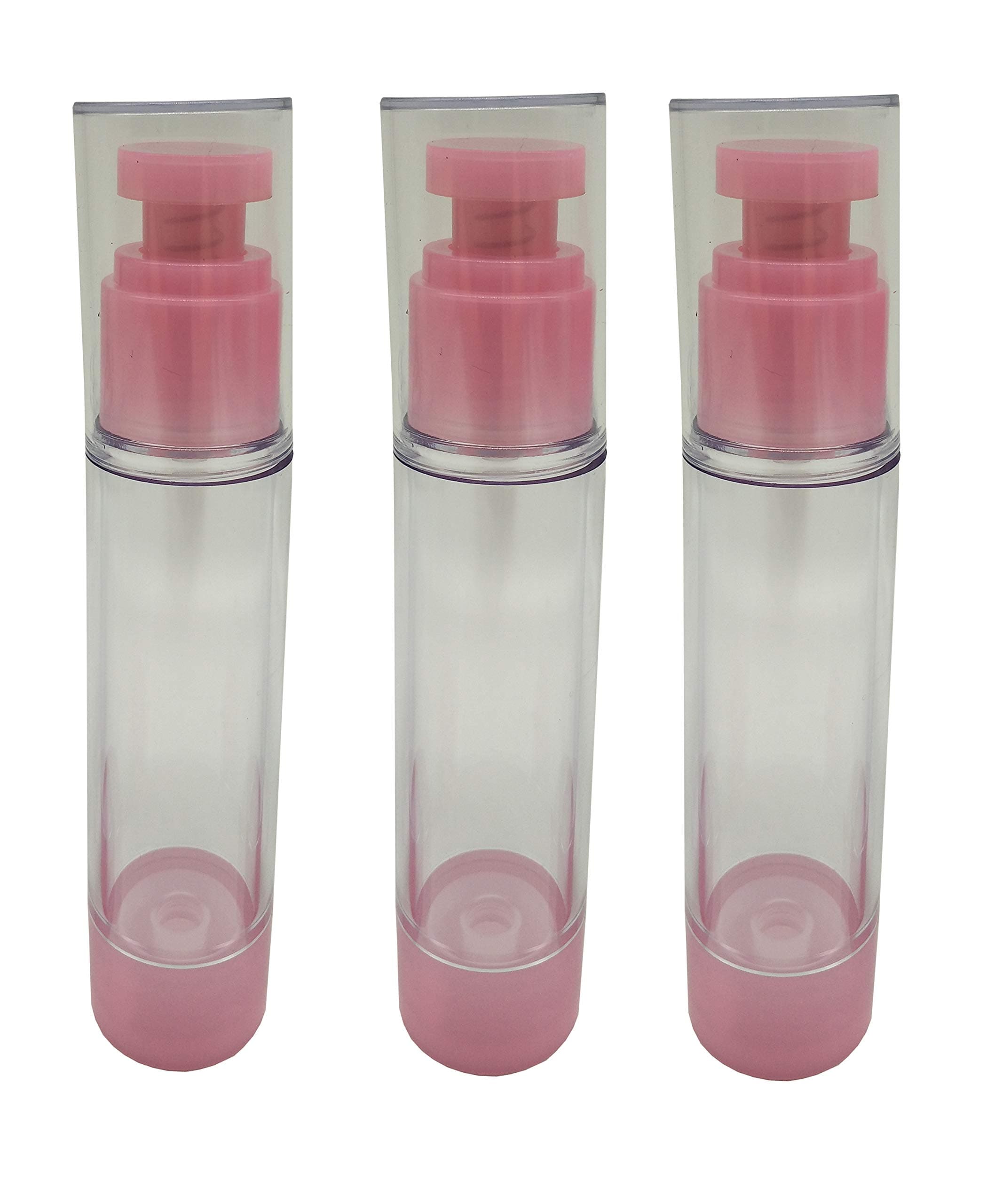 Ankirol 3pcs Clear Airless Pump Bottles Empty Pump Bottle Refillable Containers (50ml-1.7oz, pink)