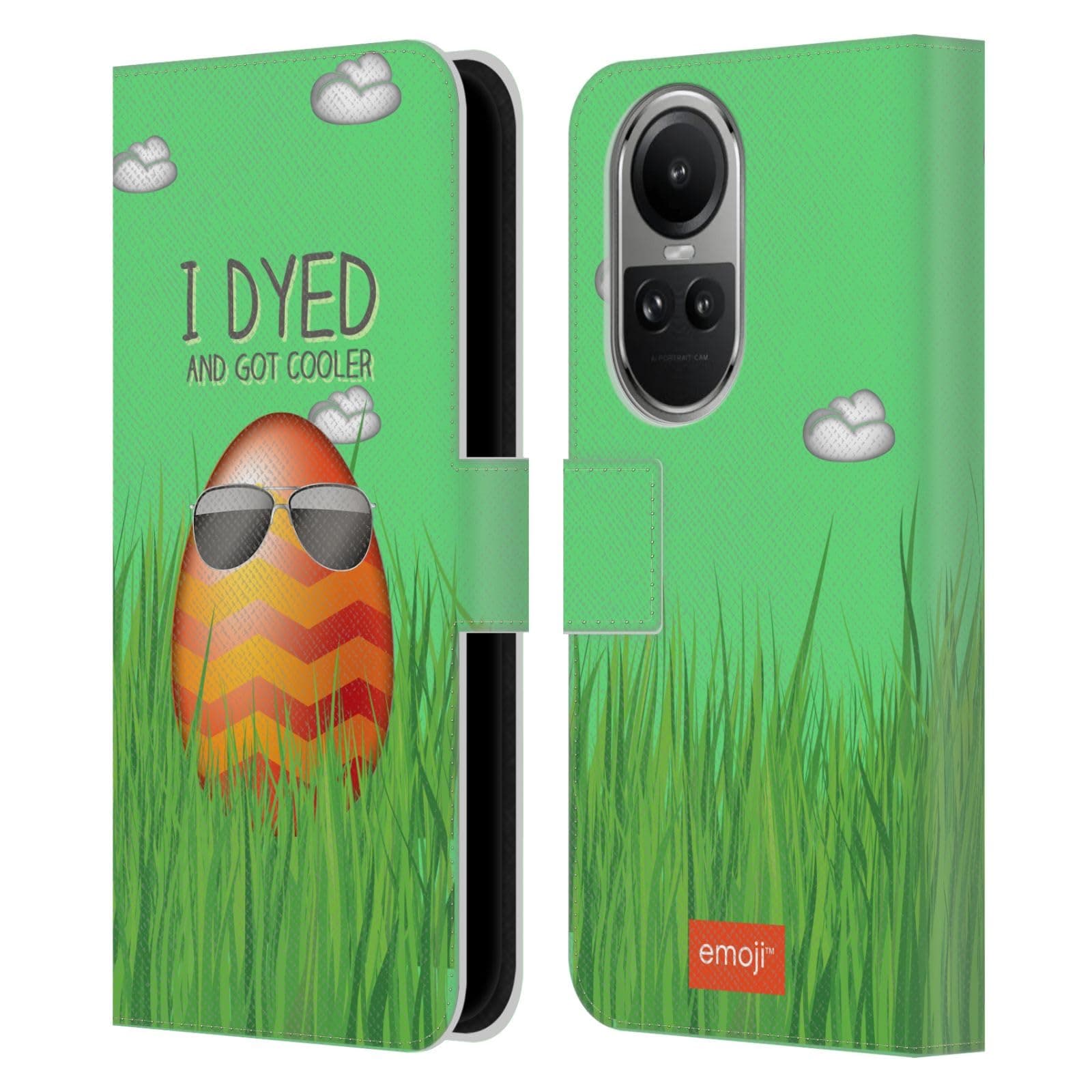 Head Case Designs Officially Licensed Emoji® Cooler Easter Leather Book Wallet Case Cover Compatible with Oppo Reno10 5G / Reno10 Pro 5G