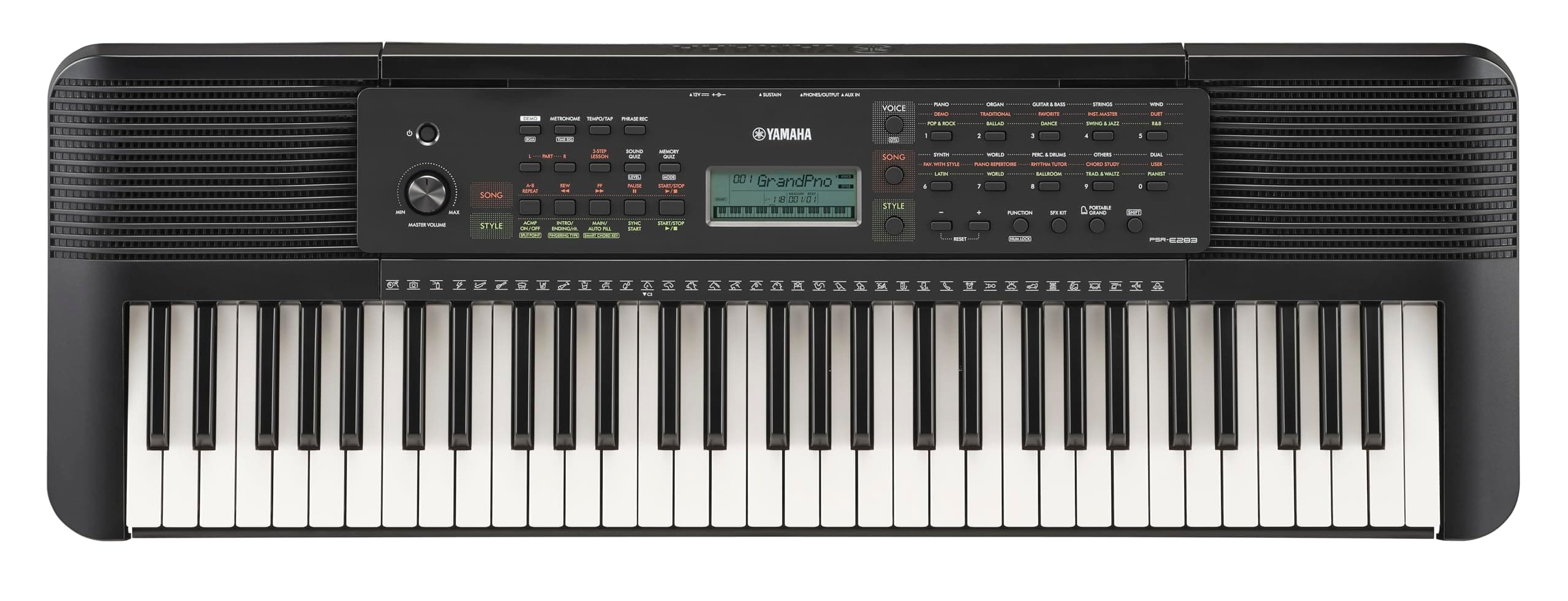 Yamaha 61-Key Portable Keyboard for Beginners with Learning Tools, Music Rest and Power Adapter PSRE283