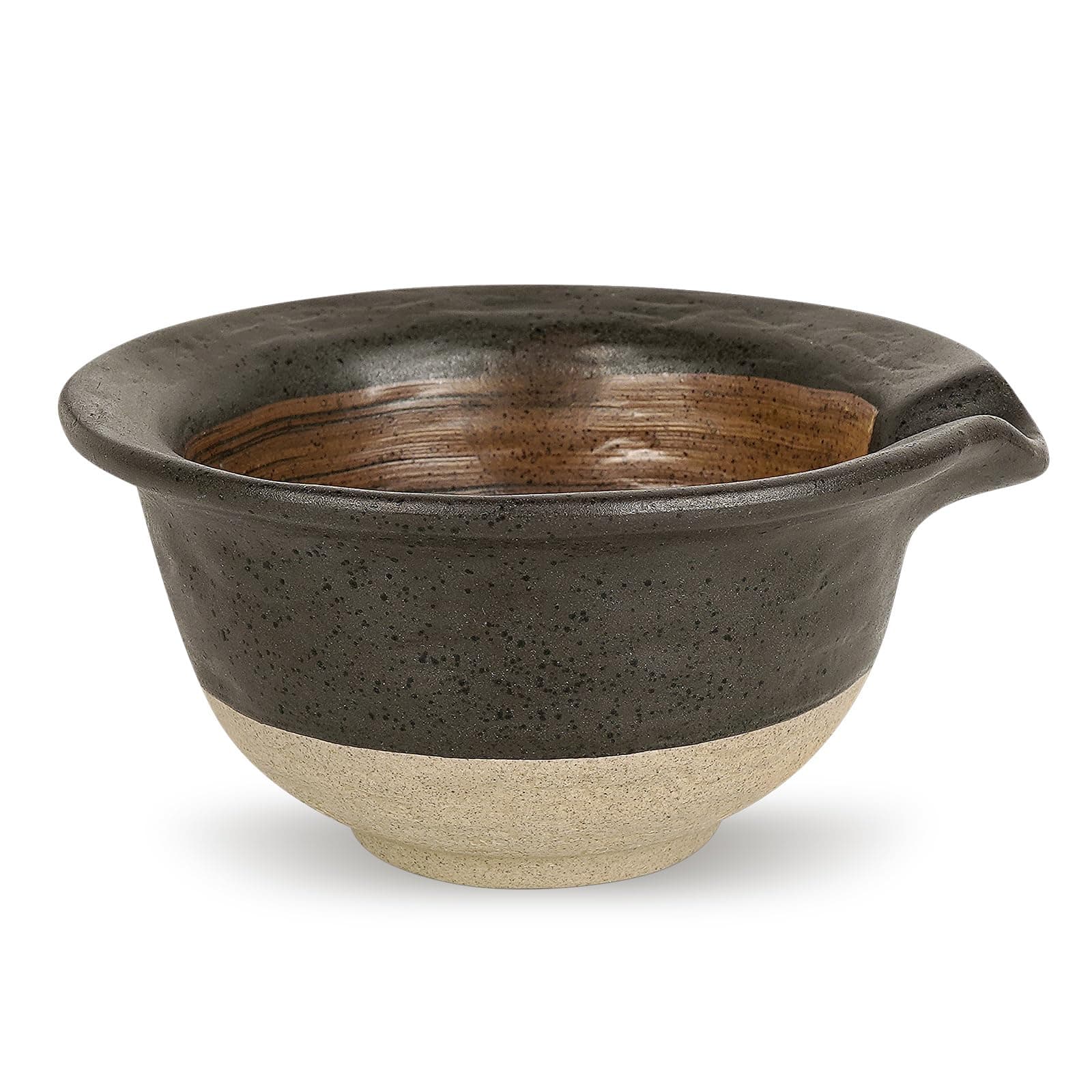 Linkidea Inside Rough Ceramic Texture Shaving Bowl, Shaving Soap Lather Cup for Men, Beard Wet Razor Shave Cream Bowl (Black)