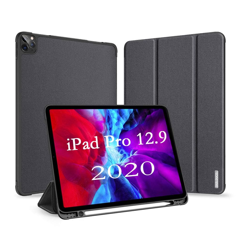 A-BEAUTY Smart Case for iPad Pro 12.9" (4th Generation) 2020 with [Pencil Holder] Lightweight Stand Cover with Auto Sleep/Wake for Apple iPad Pro 12.9 Inch 2020 Release - Black