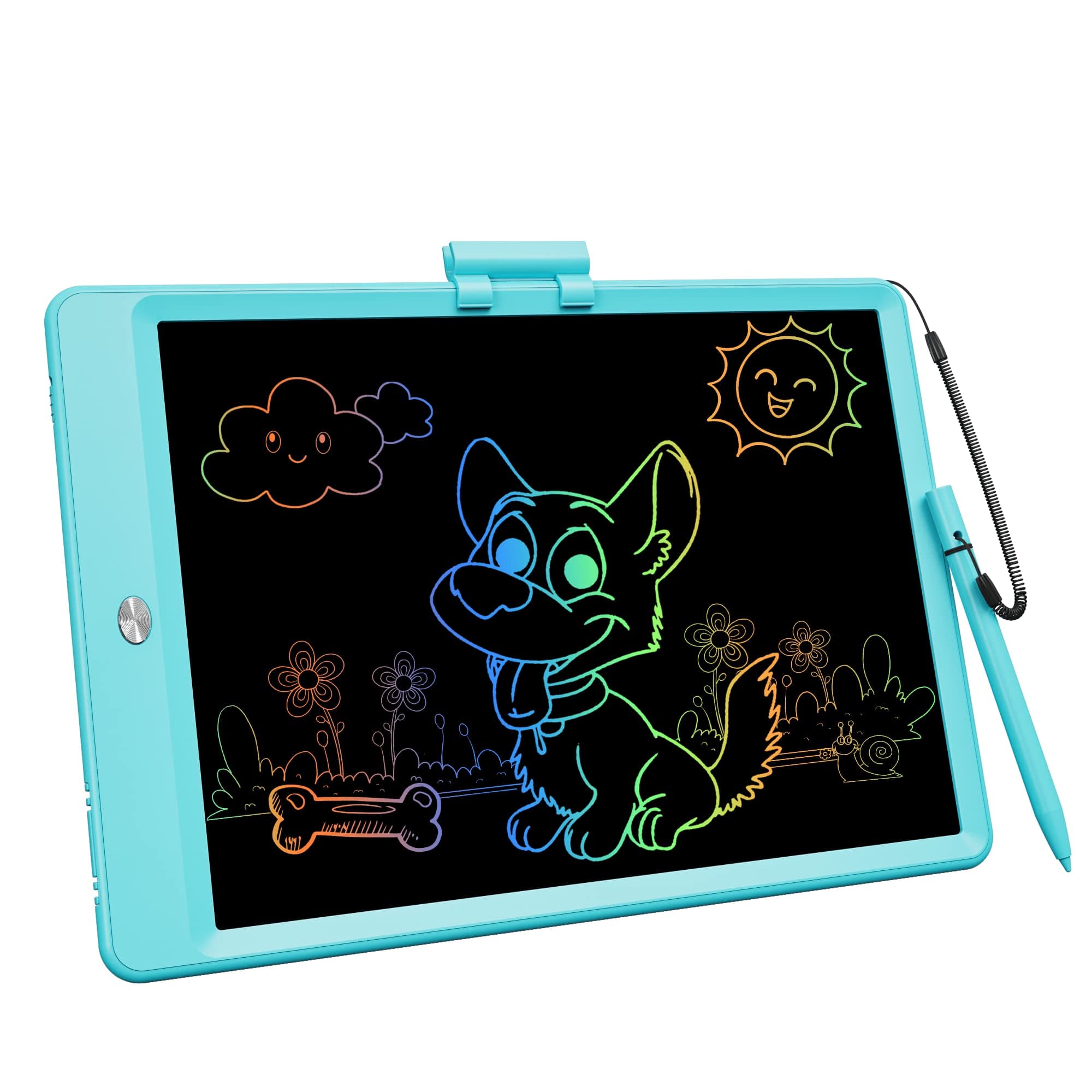 Derabika LCD Writing Tablet Drawing Board, 25cm Colourful Doodle Board Drawing Tablet for Kids, Educational Toys for 3 4 5 6 7 Year Old Boys, Christmas Birthday Toys Gifts for Boys . -7 (Blue)