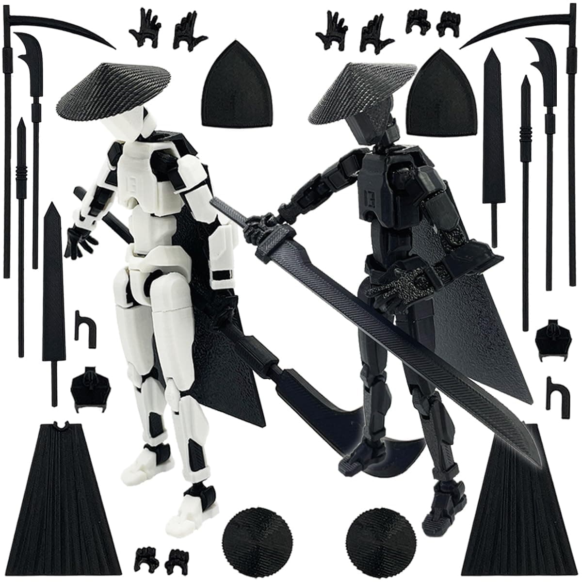 Titan 13 Action Figure Set (Assembly Completed), 3D Printed Multi-Jointed Movable T13 Lucky13 Dummy Mobile Robot, Nova 13 Action Figures Desktop Decorations for Game Lovers Toy (White/Black)