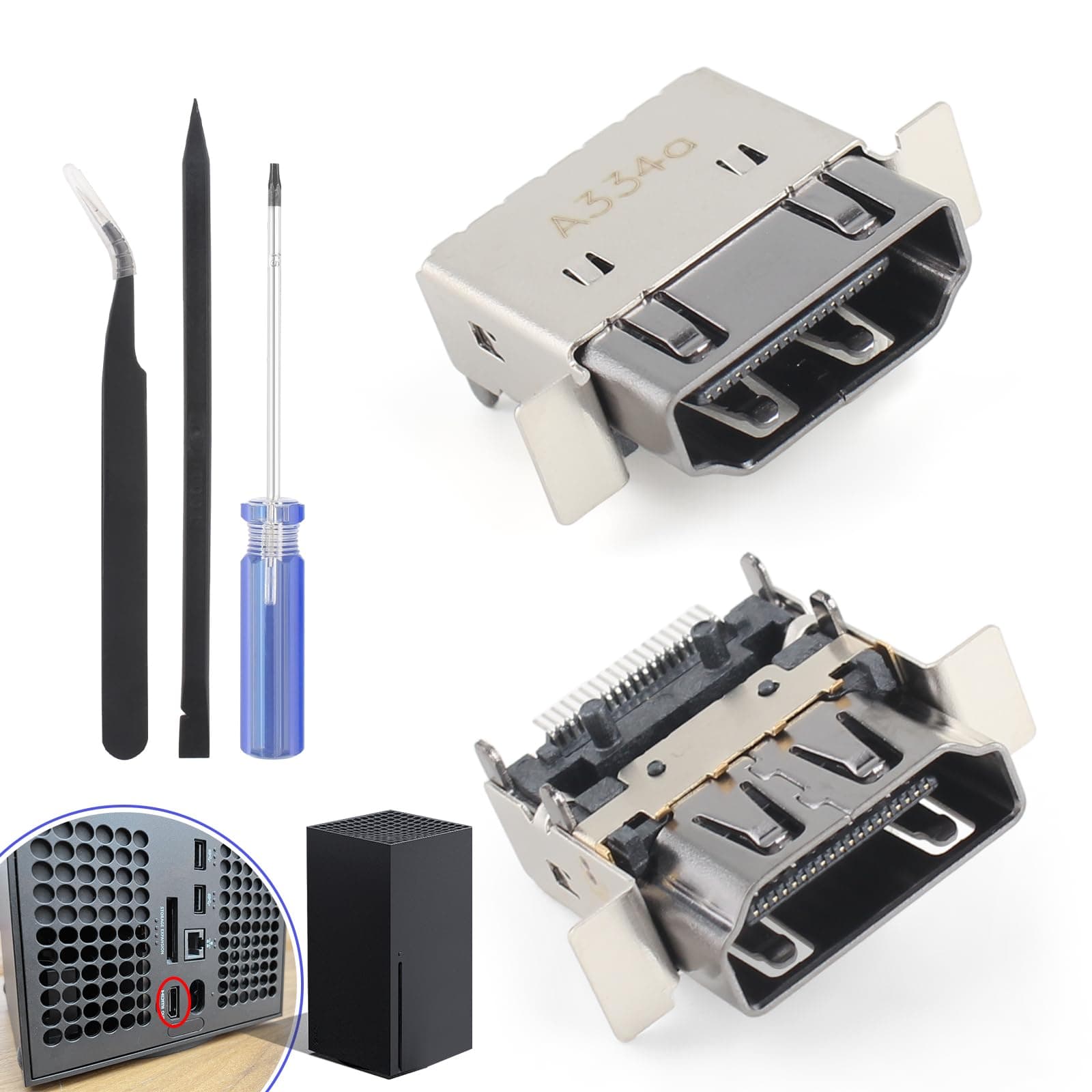 HDMI Port Socket Connector for Xbox Series X Socket Jack Series X Interface Connector Replacement for XSX Console with Repair Tools(1PCS)