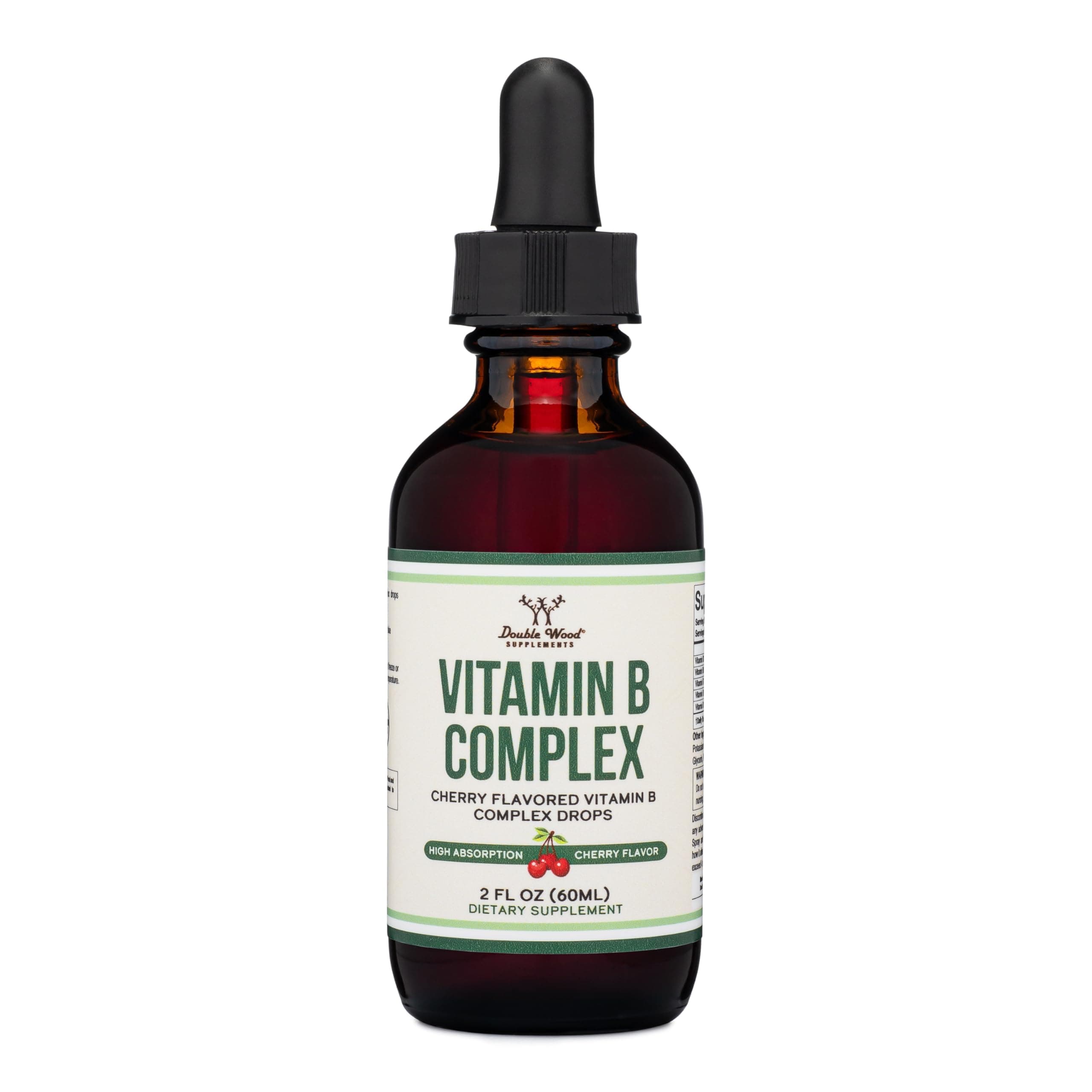 Liquid Vitamin B Complex - 2 Month Supply - Max Absorption - B3, B6, B7 (Biotin), B9, and Vitamin B12 - Cherry Flavor - 2 FL OZ