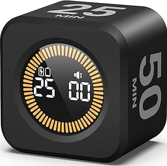 2 Pack KADAMS Pomodoro Timer Visual - Productivity Pomodoro Cube, 5/10/25/50 Min Countdown & Countup, Silent – Ideal for Work Study Cook Workout Offices Kitchen School Classroom Gift for Kid (Black)