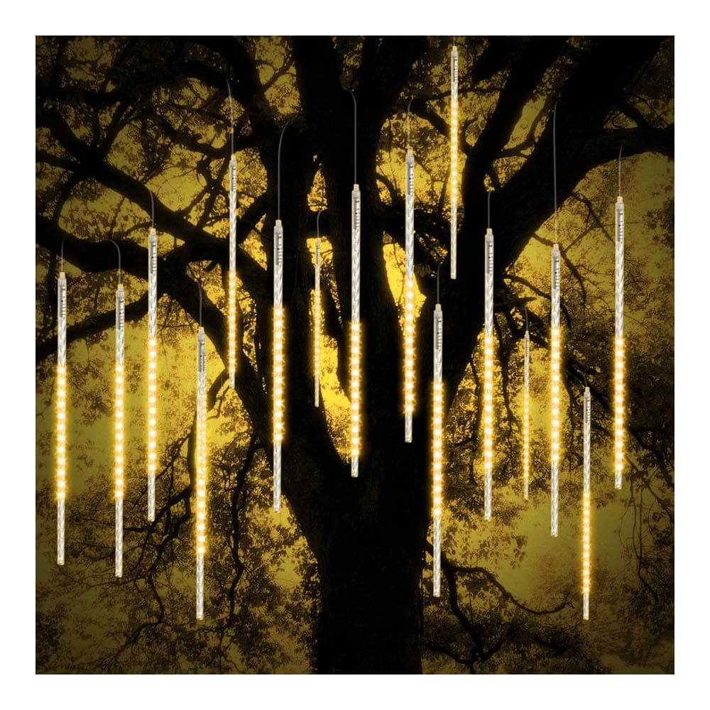 ohCome [New Version] Meteor Shower Rain Drop Lights 50cm 10 Spiral Tubes 540 LEDs Waterproof Icicle Snowfall String Lights for Wedding Christmas Xmas Halloween Garden Tree Home Decor (WarmWhite)