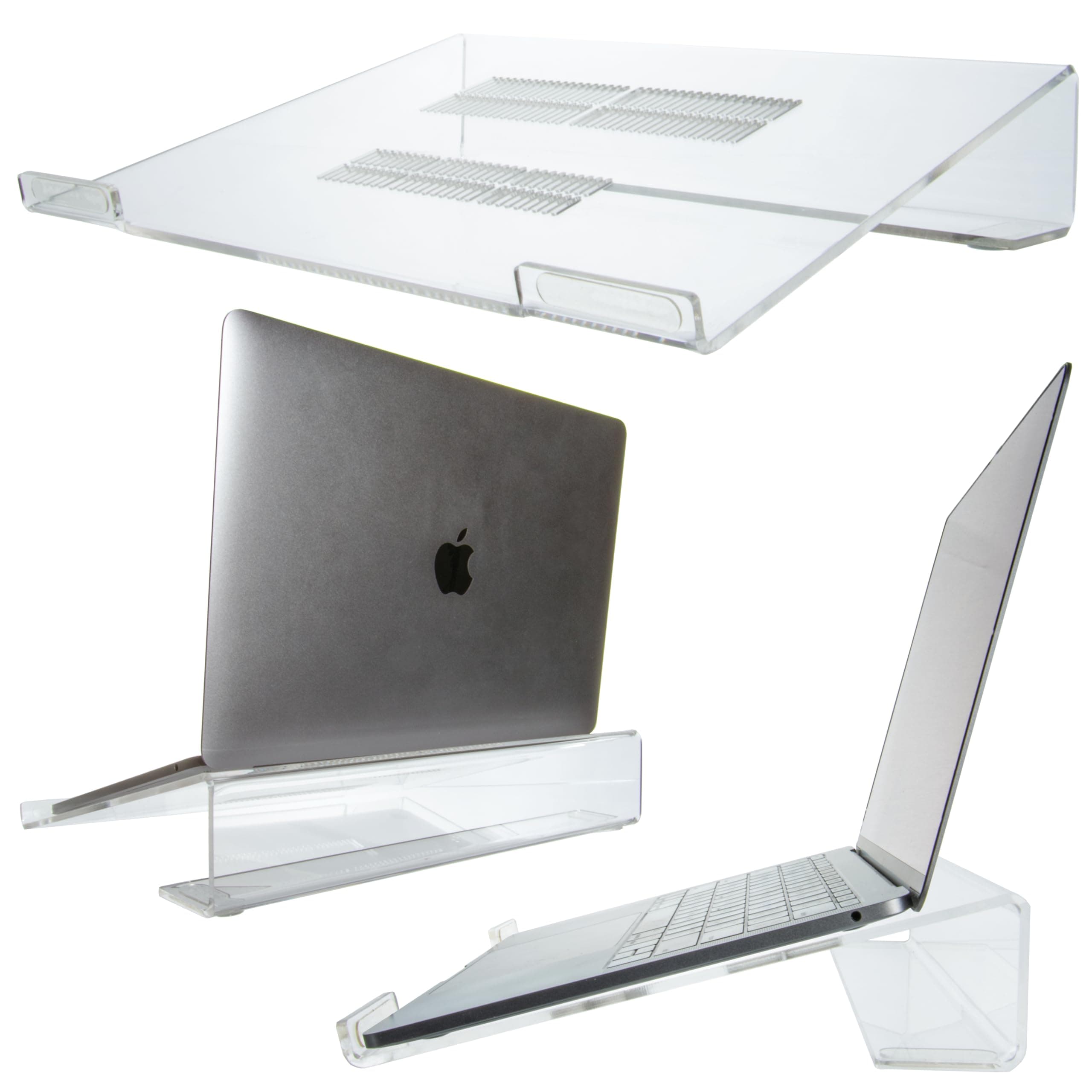 Mammoth DuraClear Acrylic Laptop Stand for Desk - Ergonomic 2.5" Elevation Acrylic Computer Riser - Laptop Stand Accessory for up to 21" Laptops