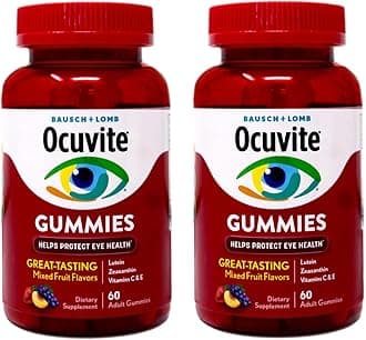 Ocuvite Eye Health Gummies, Mixed Fruit Flavors, 60 Count (Pack of 2)
