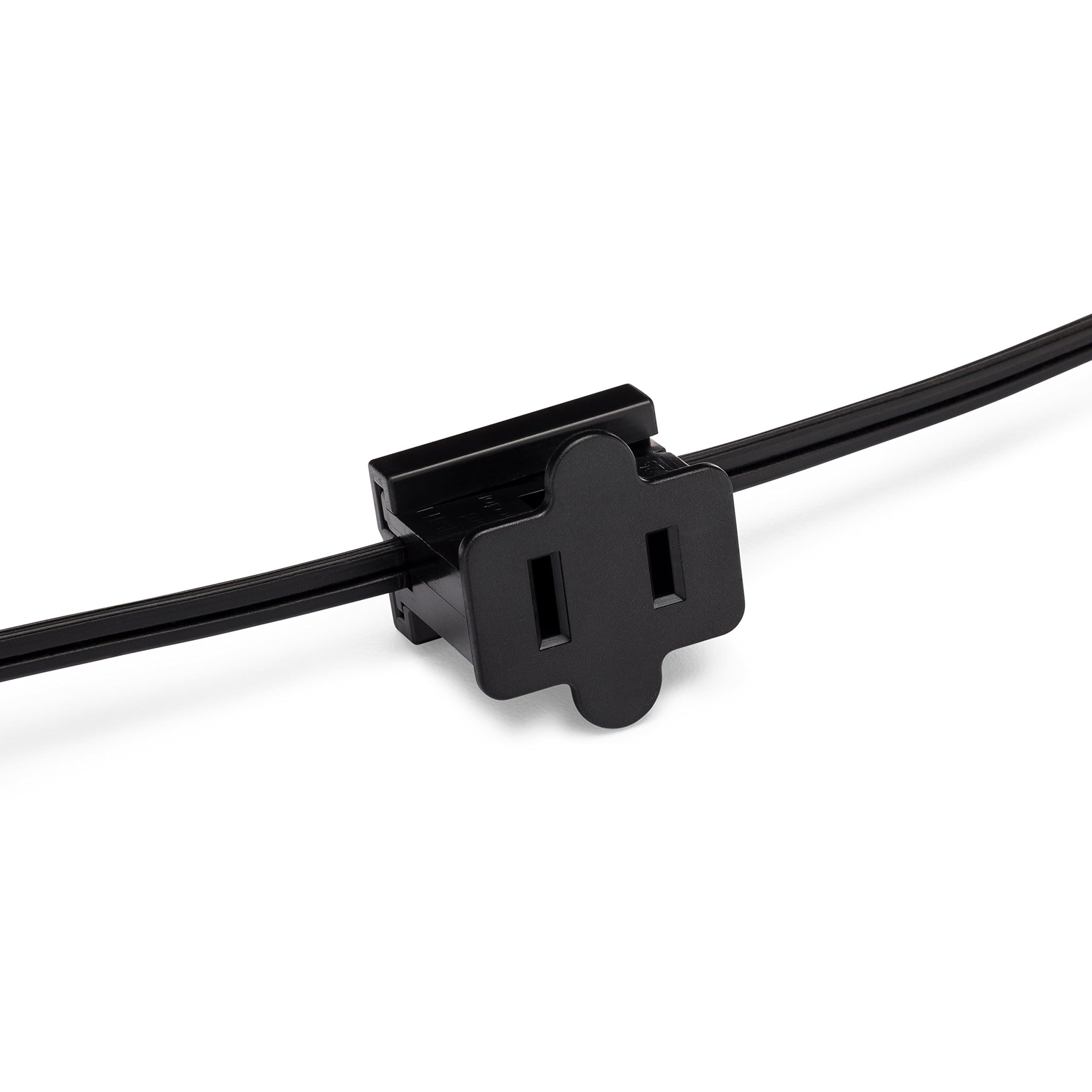 HLO Lighting Female Black Inline Pass Through Slip Plug | SPT-1, 10 Amps, Customizable Zip Plug for Professional Christmas Lighting | 25 Pack