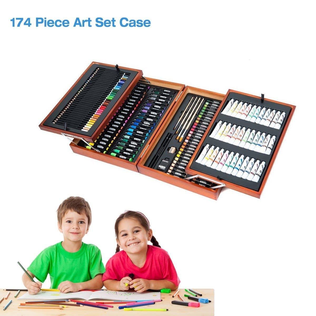 Mont Marte 174 Piece Studio Essentials Mixed Media Art Set Painting Set, Acrylic Colour & Colouring Pencils with Essential Tools