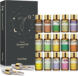 Essential Oils Gift Set 15 x 5ml, Pure Essential Oil Aromatherapy Oil for Skin Care, Hair Care, Bath, Ideal for Humidifier, Diffuser, Relax