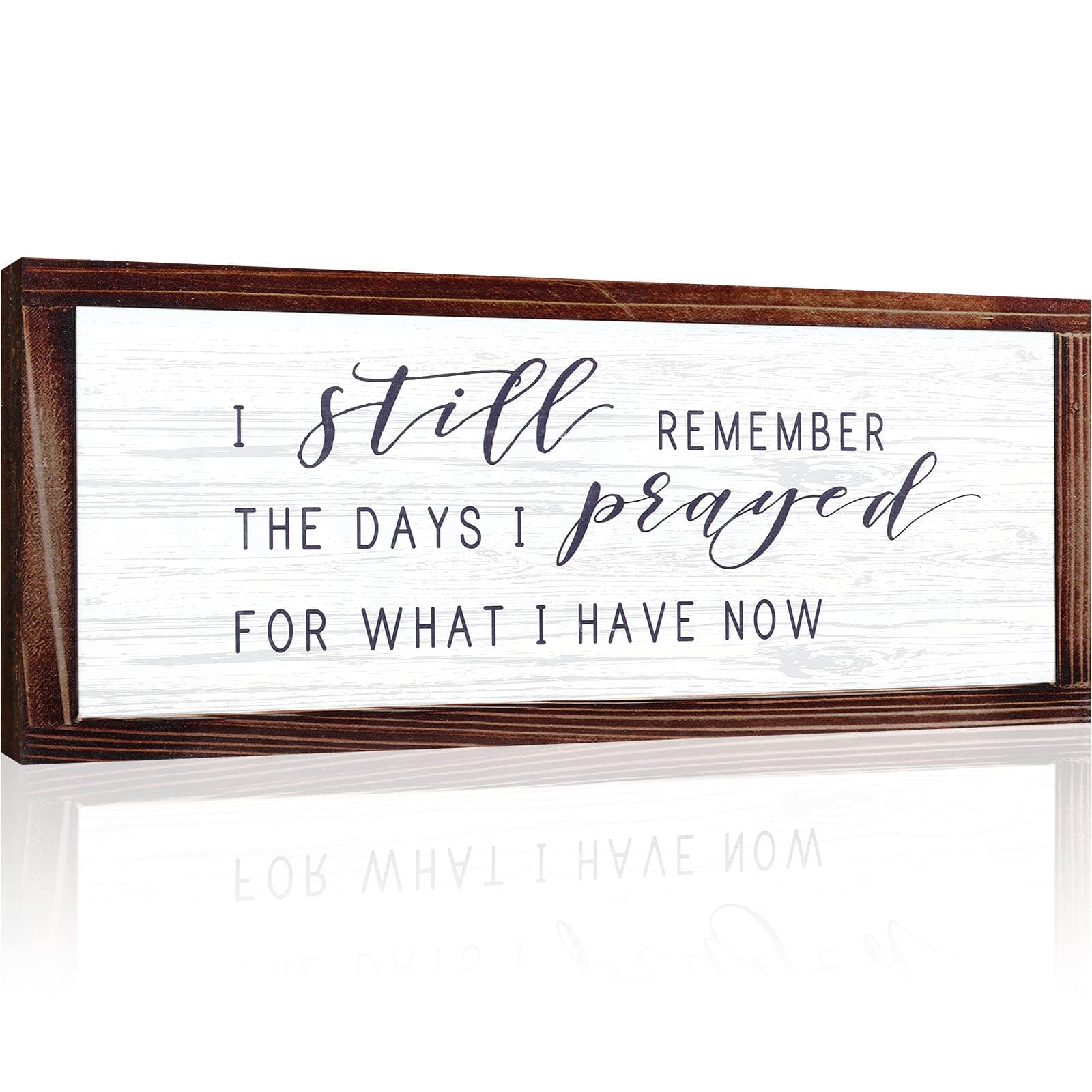 Jetec I Still Remember The Days I Prayed for What I Have Now Rustic Wood Wall Sign Hanging Wood Sign Retro Vintage Home Decor Wooden Farmhouse Plaque for Garden Home Farmhouse (White Background)