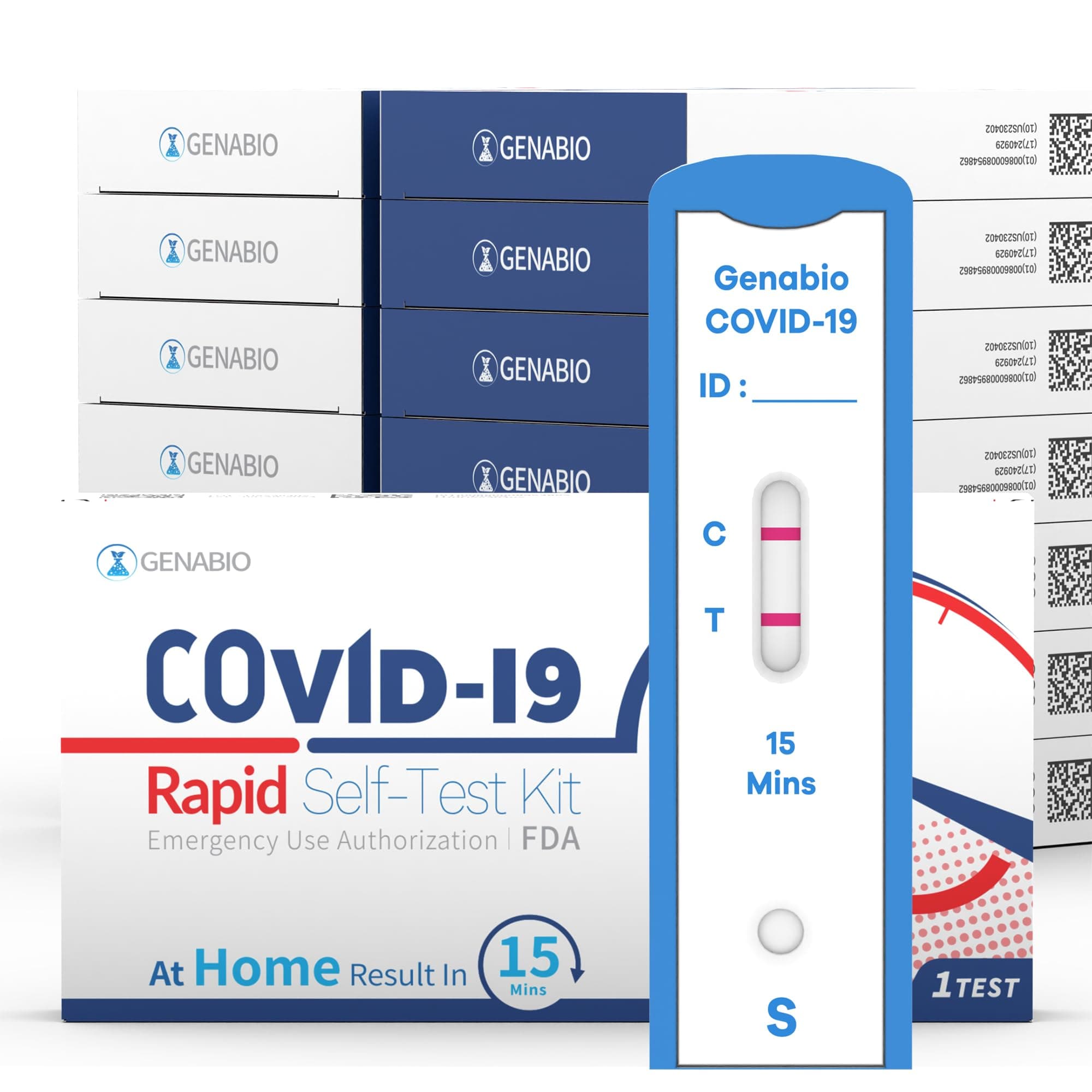 Genabio COVID-19 Antigen Rapid Self-Test Kit (14 Pack) – FDA EUA Authorized | 15-Minute At-Home Results | OTC Nasal Swab | Easy Self-Test (1 Pack, 14 Tests)