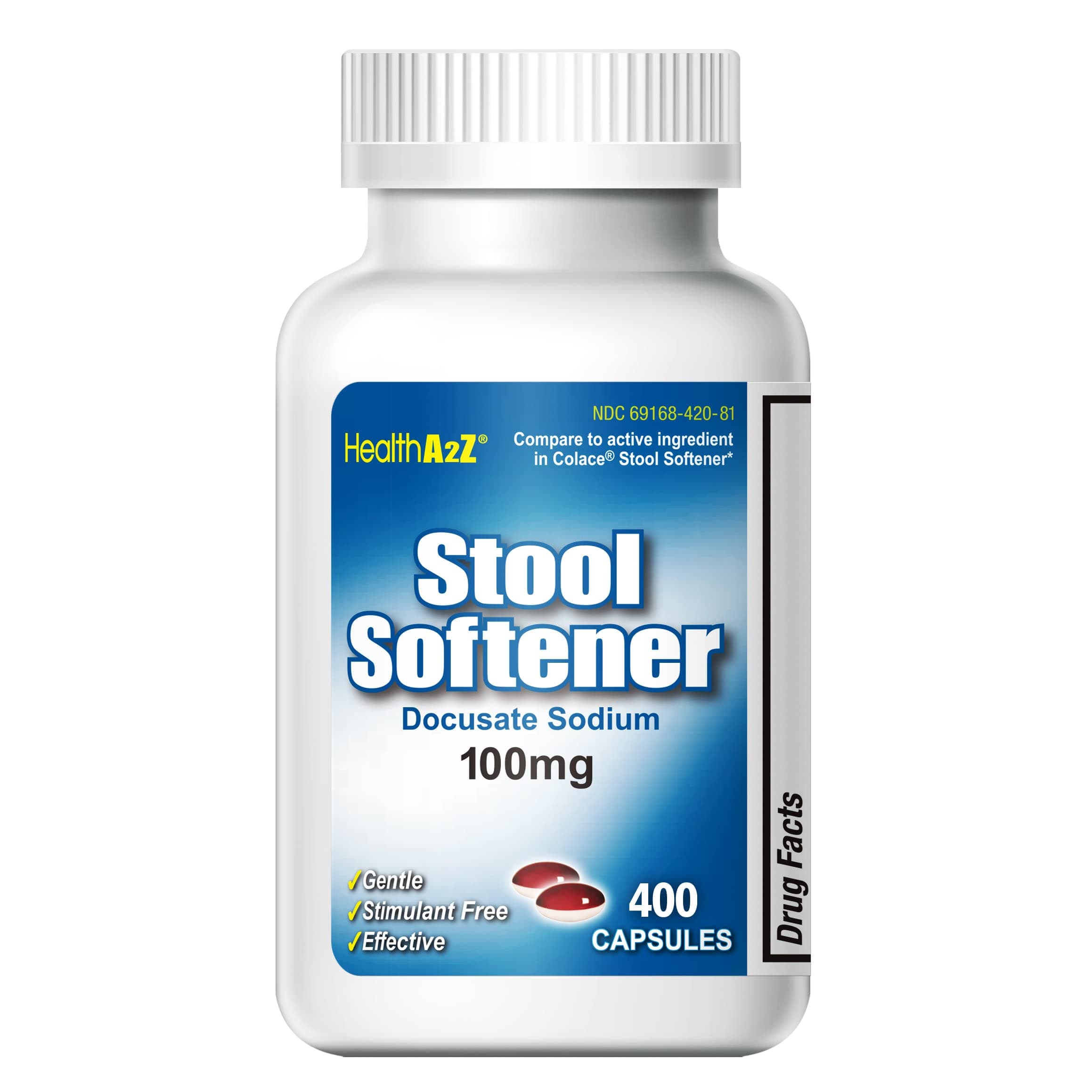 Stool Softener, Docusate Sodium 100mg, Red & White Capsules, Dependable & Stimulant-Free, Gentle Constipation Relief, 400 Counts