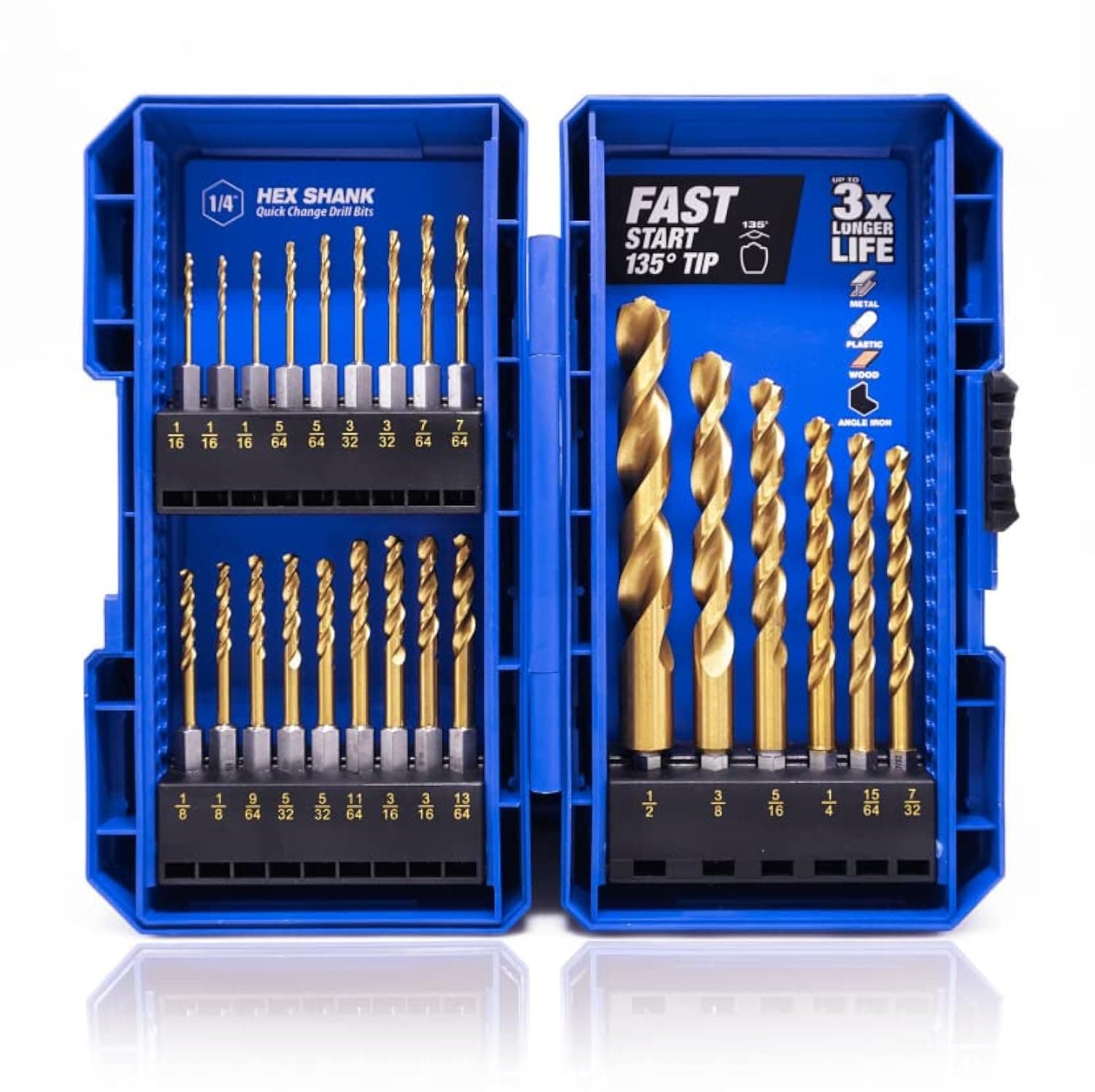 24 Pieces Hex Shank Drill Bit Set for Impact Driver HSS Twist Titanium Drill Bits for Metal Hex Drive Quick Change Drill Bits Set Ideal for Steel Copper Aluminum Zinc Alloy Wood and Plastics