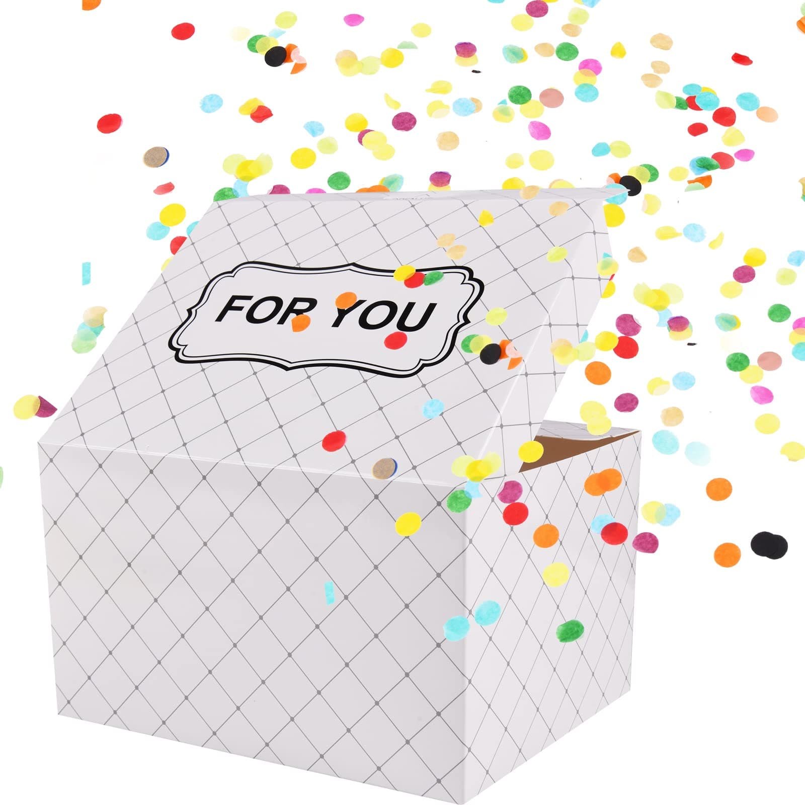 OFFCUP DIY Explosion Surprise Box, Explosion Confetti Gift Box, Gift Box with Confetti Surprise Box for Birthday Valentines Wedding Anniversary Congratulations for Man Woman Boy Girls Friends (E)