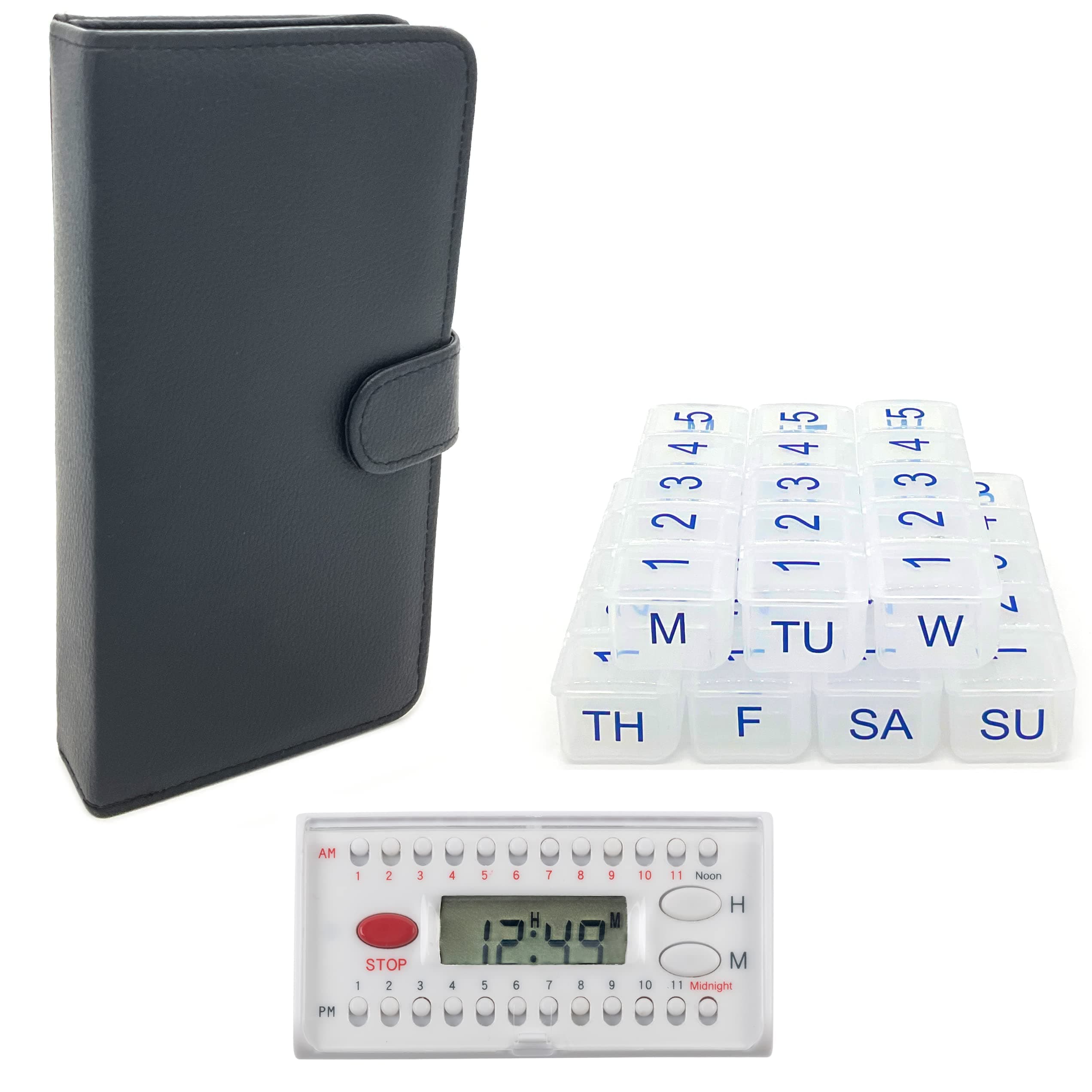 e-Pill 5 Times a Day x 7 Day Small Weekly Pill Organizer, Vitamin and Medicine Pill Box - with Discreet Case and Pill Reminder