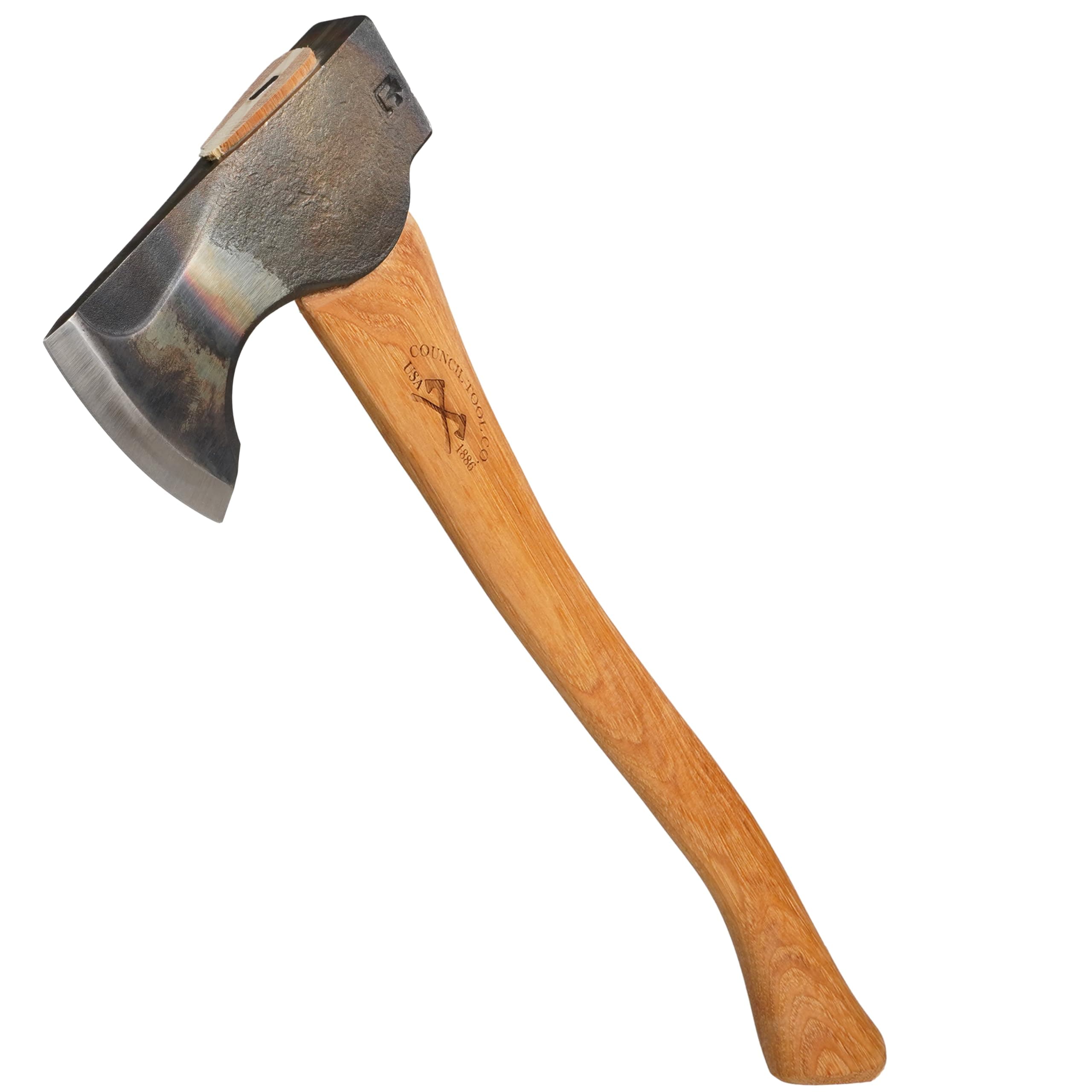 Wood-Craft Pack Axe - 2 lb Camping Axe, 19" Hickory Handle with Leather Sheath, Made in The USA - WC20PA19C