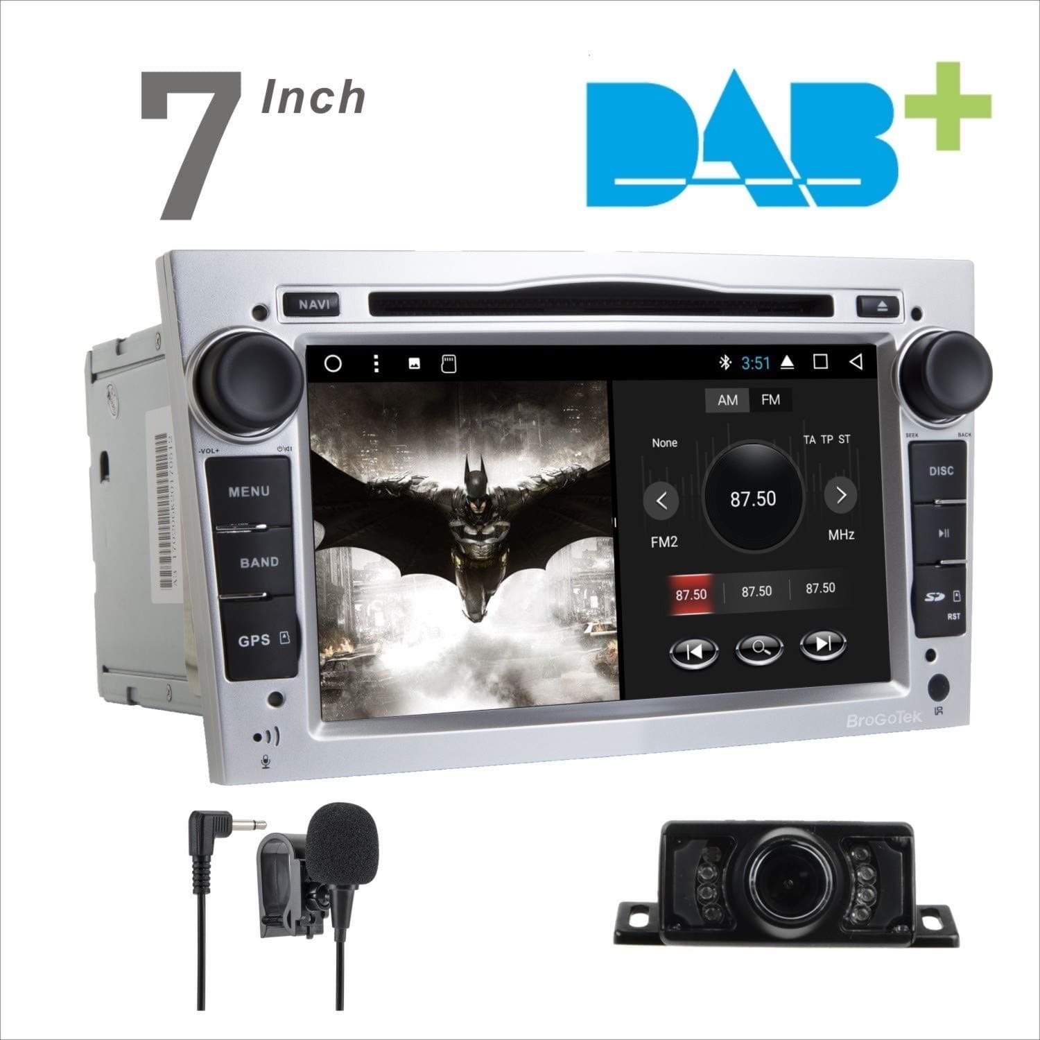 Android 7.1 Car Stereo Head Unit for Opel Vauxhall Astra Zafira Corsa with Sat Nav Bluetooth Support GPS WiFi DAB+ Android Auto 128GB USB SD AUX 7” Touch Screen