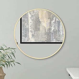 Americanflat 50 cm Aluminium Framed Gold Round Mirror for Wall - Circle Mirror for Bedroom, Entryway, and Living Room Wall Decor - Bathroom Wall Mirror with Hanging Hardware Included