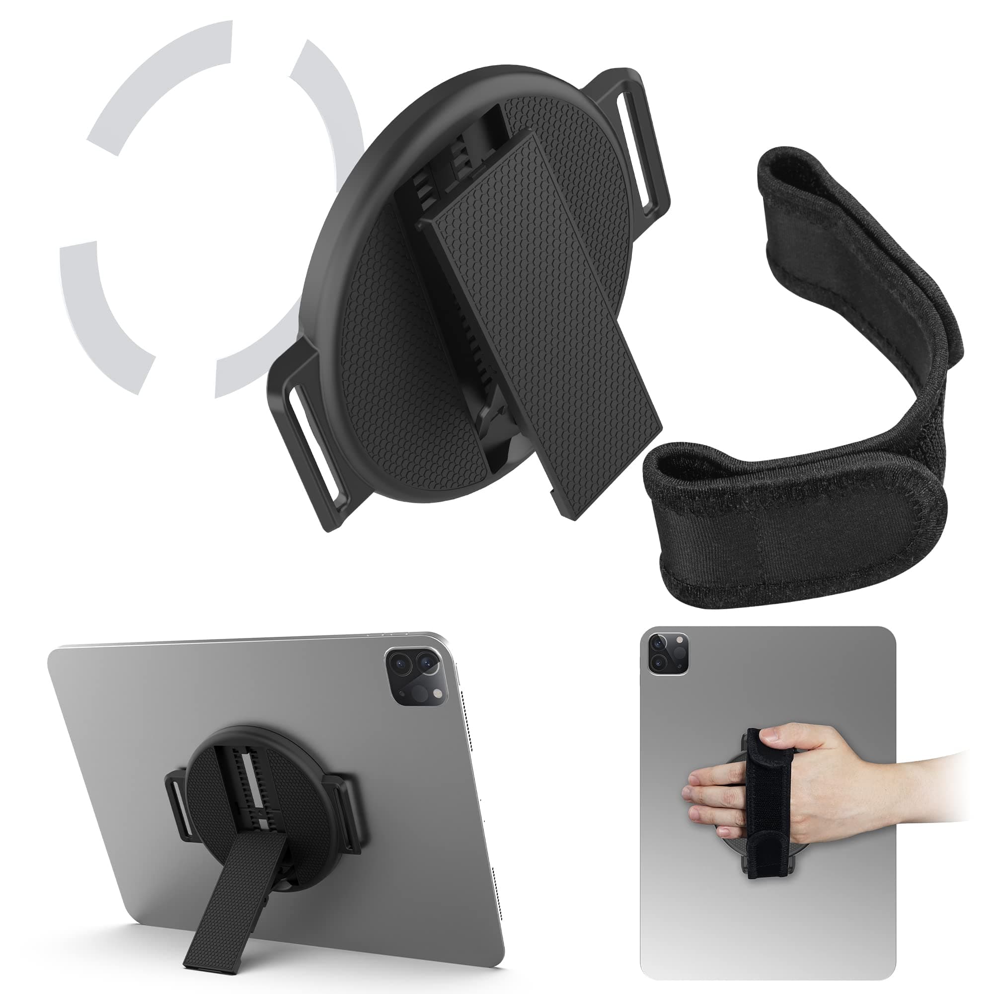 Tablet Stand with Hand Strap - Universal Tablet Hand Strap Holder & Loop Fastening Handle Grip with Velcro Adjustable Length for iPad Pro 9.7/10.5, Air Mini Surface Pro, Samsung Huawei Tablet