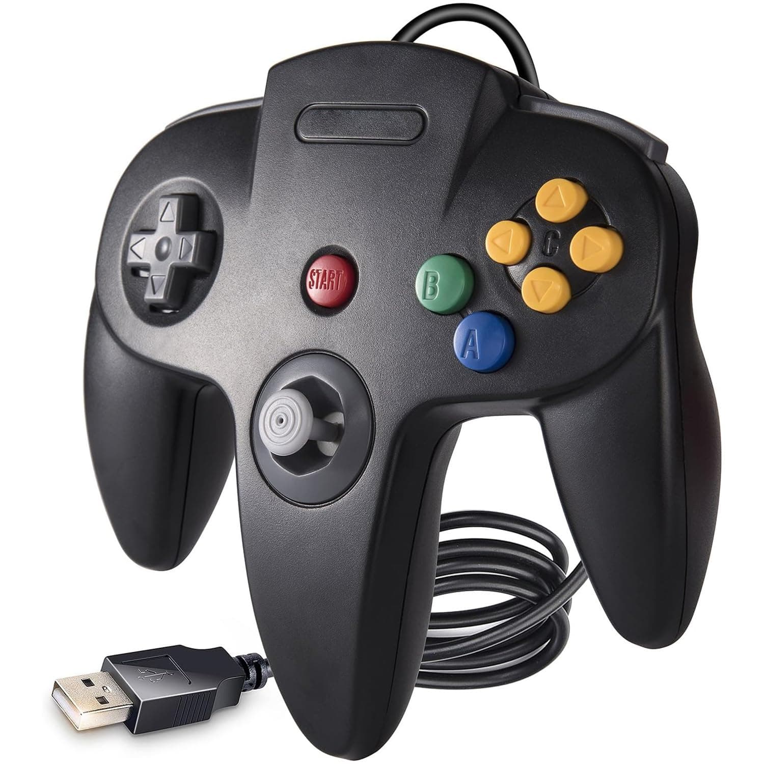 kiwitatá Classic N64 USB Controller, Retro N64 Bit Wired PC Gaming Controller Gamepad Joystick for Windows PC & Mac & Raspberry Pi 3 Black