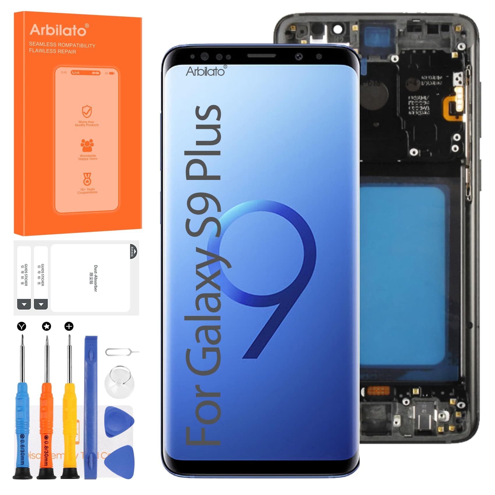 Not Original Screen for Samsung Galaxy S9 Plus Screen Replacement for Galaxy S9+ LCD Screen SM-G965F,SM-G965U Touch Display Digitizer Assembly Repair Parts with Frame(Black No Fingerprint Function)
