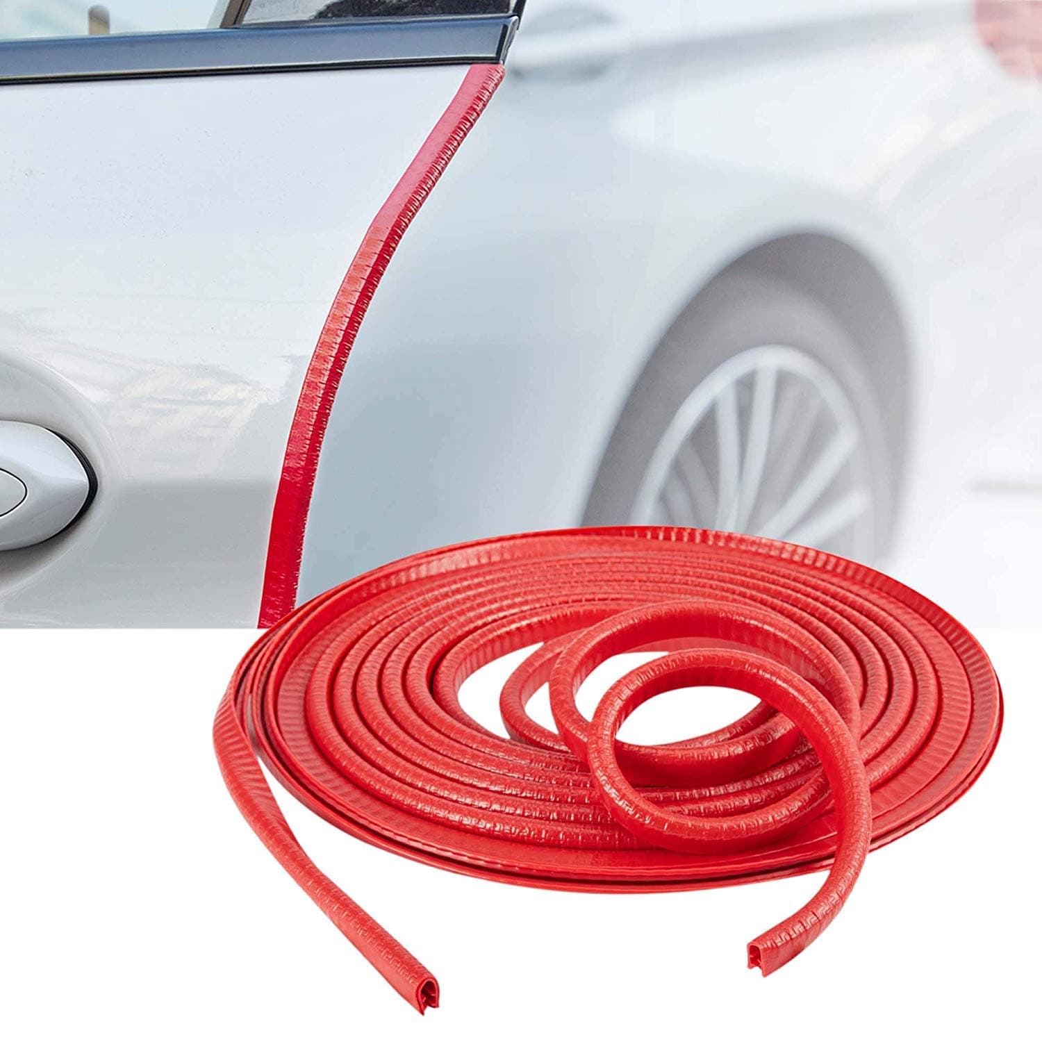 Mr Fix? (Red) U Shape Edge Trim Rubber Strip Seal Protector Car Door Edge Guards for Most Cars (16 ft/5 m) Compatible with Hyundai Elite i20