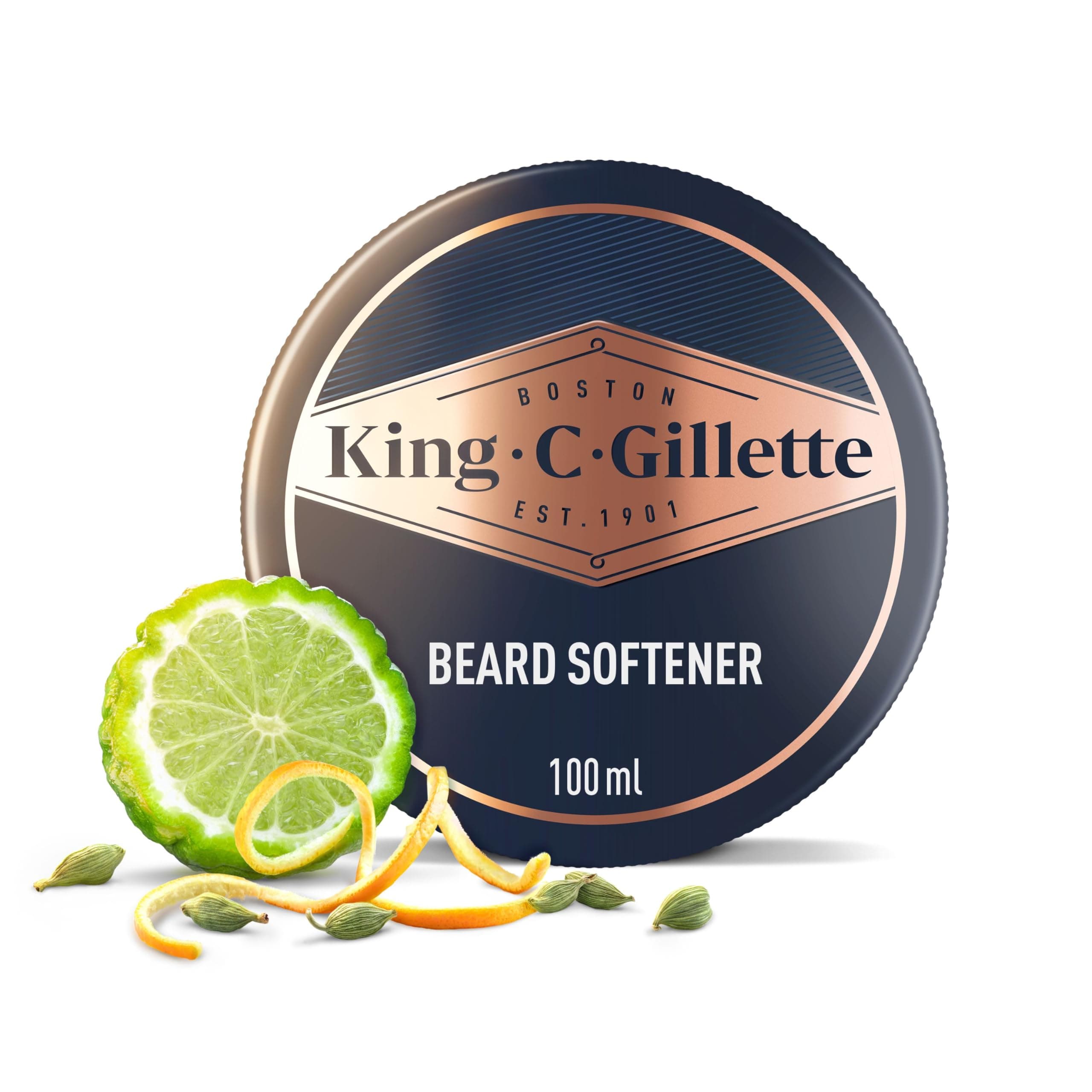 Men's Beard Softener, Lightweight & Deep Beard Conditioning, Infused with King C. Gillette Signature Scent with Notes of Sandalwood, Cedar, Bergamot, Cardamon Seeds & Mandarin, 100ml