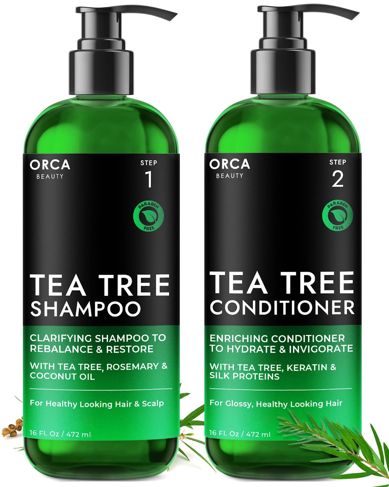 Tea Tree Shampoo and Conditioner Set 2x16oz - Dandruff Shampoo and Conditioner for Oily Hair, Dry Scalp - Natural Shampoo and Conditioner Set, Men & Women