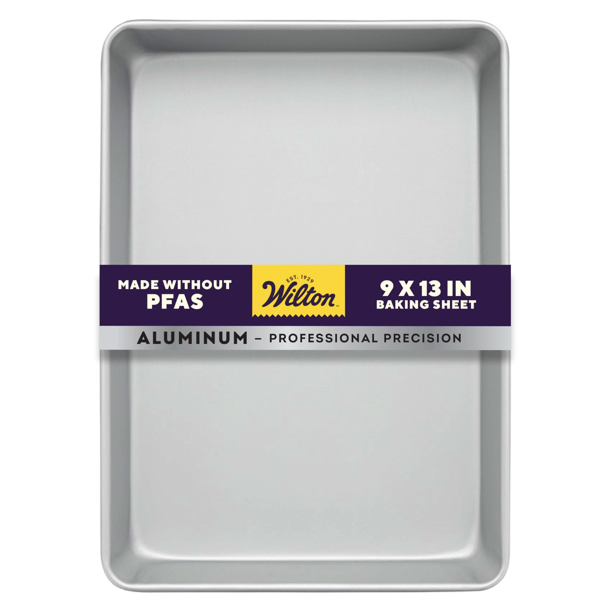 Wilton 2105-1308 Performance Pans Quarter Sheet Cake Pan, Durable Heats Evenly and Holds its Shape Use After Use, Grey, H 26.0 x W 35.2 x D 7.4 cm (9 x 13-Inch), Aluminum