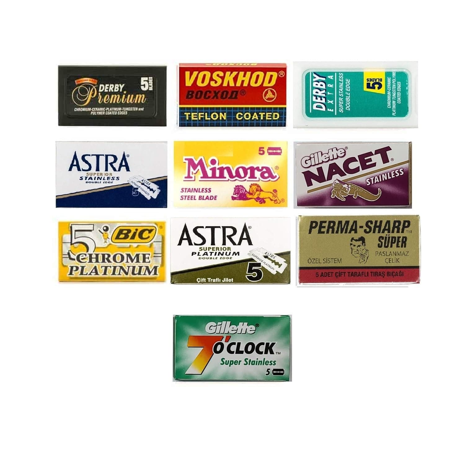 50 BEST Double Edge Blade Sampler FEATHER ASTRA NACET BIC SHARK