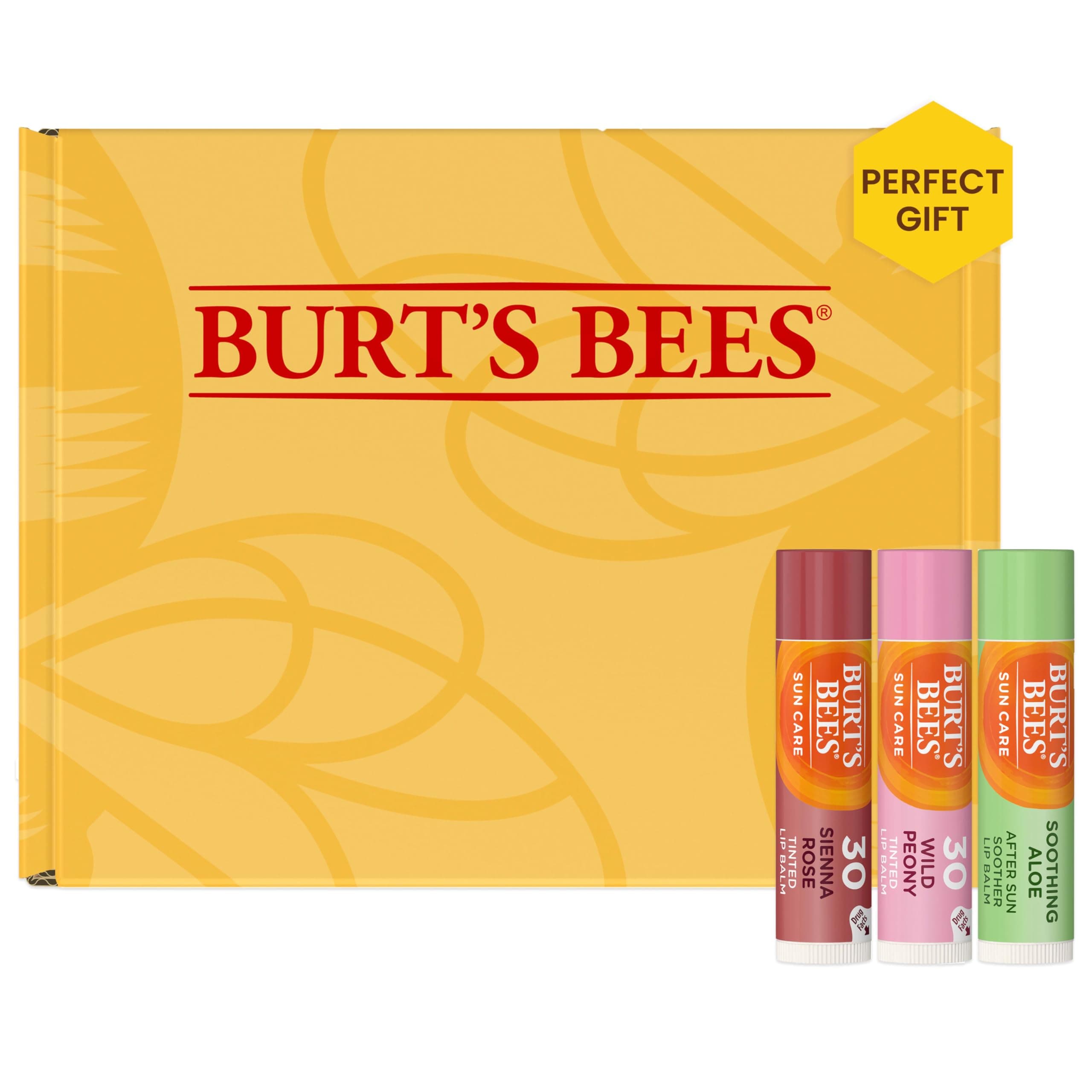 Burt's Bees Sun Care Lip Balm Pack, SPF 30 Tinted Lip Balm, Water-Resistant Moisturizer, Wild Peony, Sienna Rose, 3 Tubes, 0.15 oz.