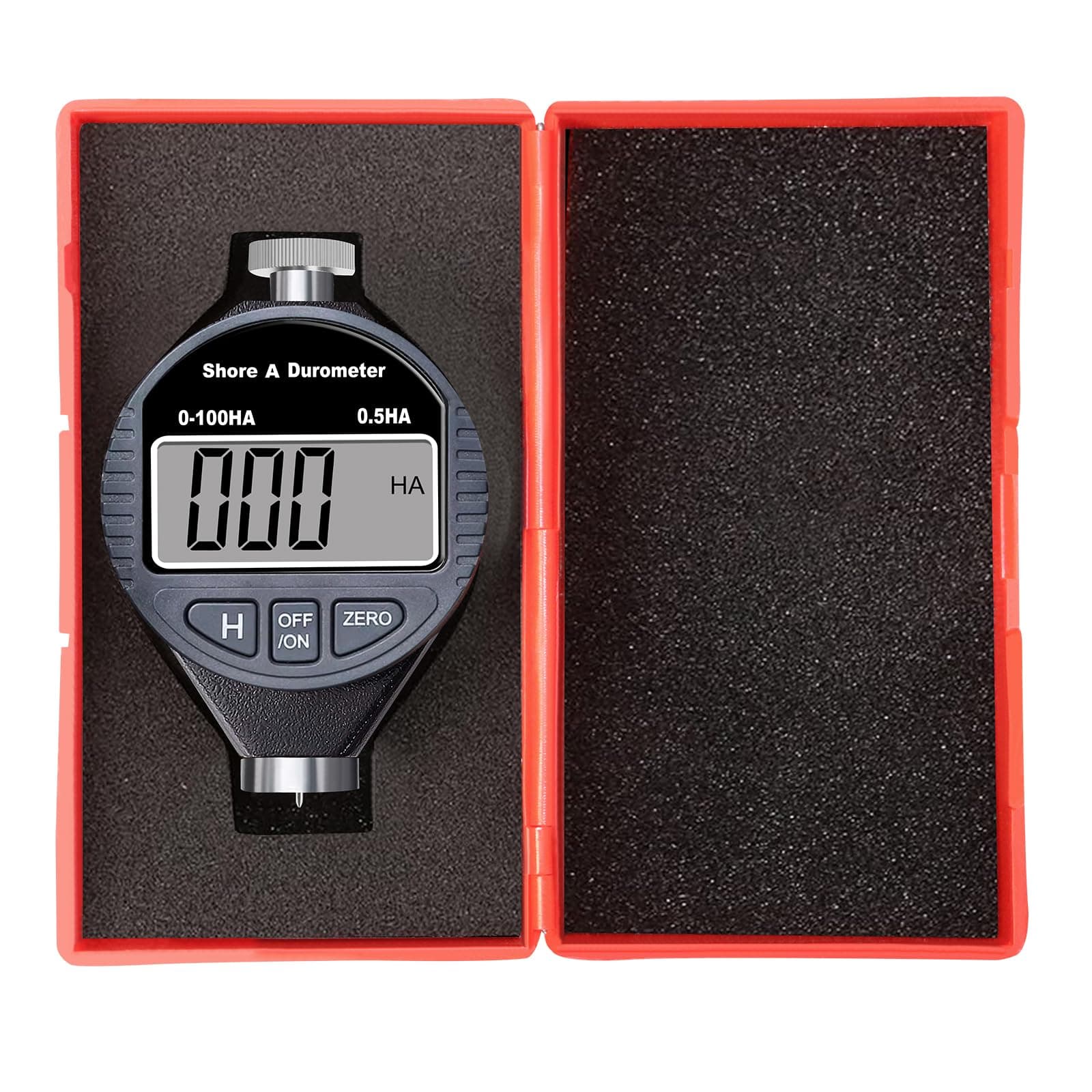 Hardness Tester, Durometer Shore Type A 0-100HA, Digital Durometer 0.1HA Resolution, with Large LCD Display for Rubber, Plastic, Tire, Leather, Wax