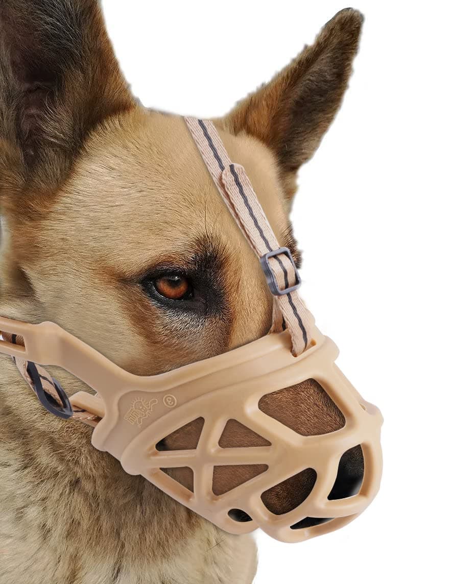 Mayerzon Dog Muzzle, Breathable Basket Muzzles for Small, Medium, Large and X-Large Aggressive Dogs Beagle German Shepherd Doberman, Cage Mouth Guard Stop Biting Chewing for Grooming Training