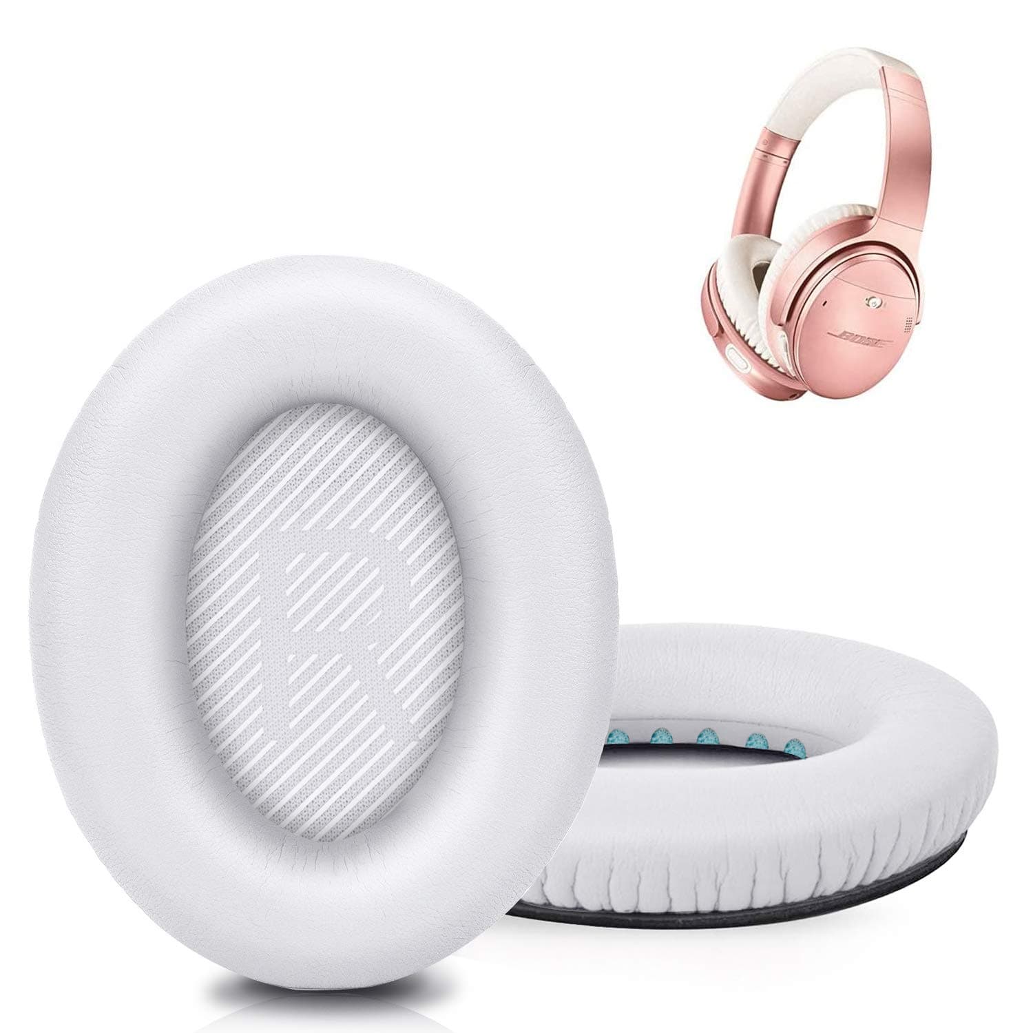 Premium Replacement Ear Pads Compatible for Bose QC35 & QC35ii Over-Ear Headphones Made by GEVO- Comfortable Adaptive Memory Foam and Extra Durable Earpads Kit for Bose QuietComfort 35 &35ii(White)